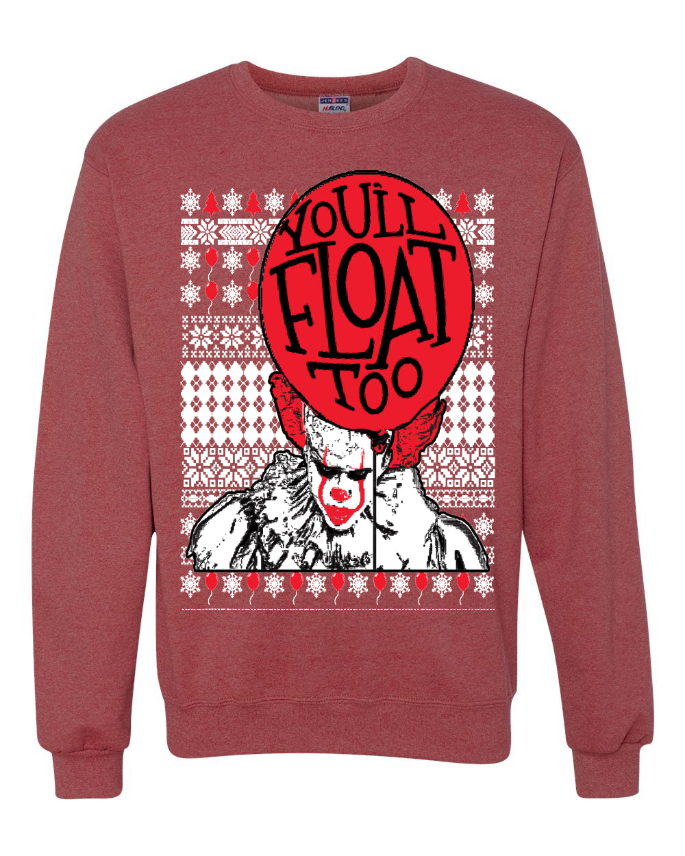 You'll Float Too | Clown IT Christmas Unisex Crewneck Graphic Sweatshirt