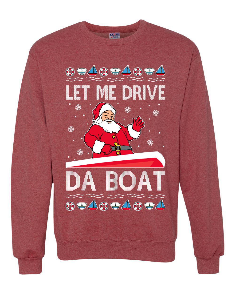 Let Me Drive Da Boat Funny Santa Xmas Christmas Unisex Crewneck Graphic Sweatshirt
