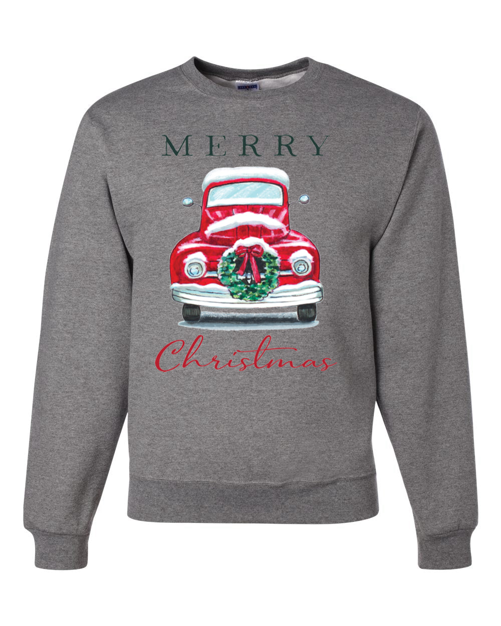 Merry Merry Christmas Red Car with Xmas Garland Merry Christmas Unisex Crewneck Graphic Sweatshirt