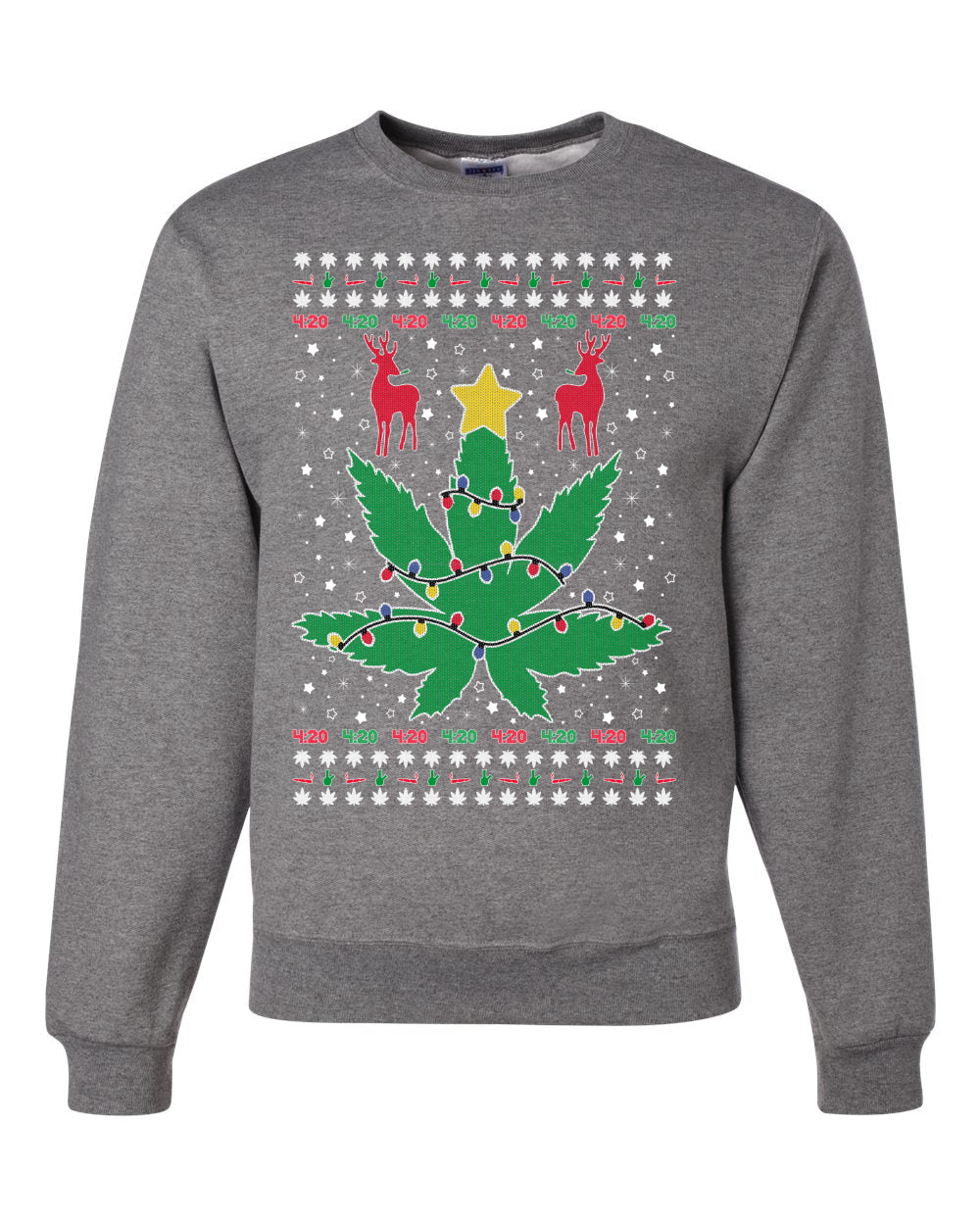 Funny 4/20 Weed Merry Ugly Christmas Sweater Unisex Crewneck Graphic Sweatshirt