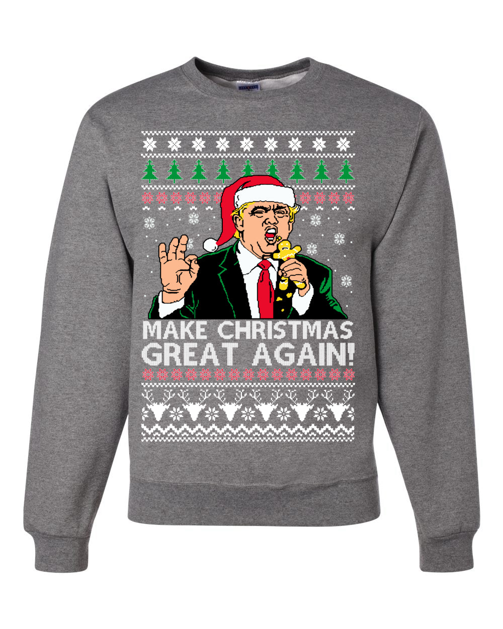 Make Christmas Great Again Funny Donald Trump Santa Merry Ugly Christmas Sweater Unisex Crewneck Graphic Sweatshirt