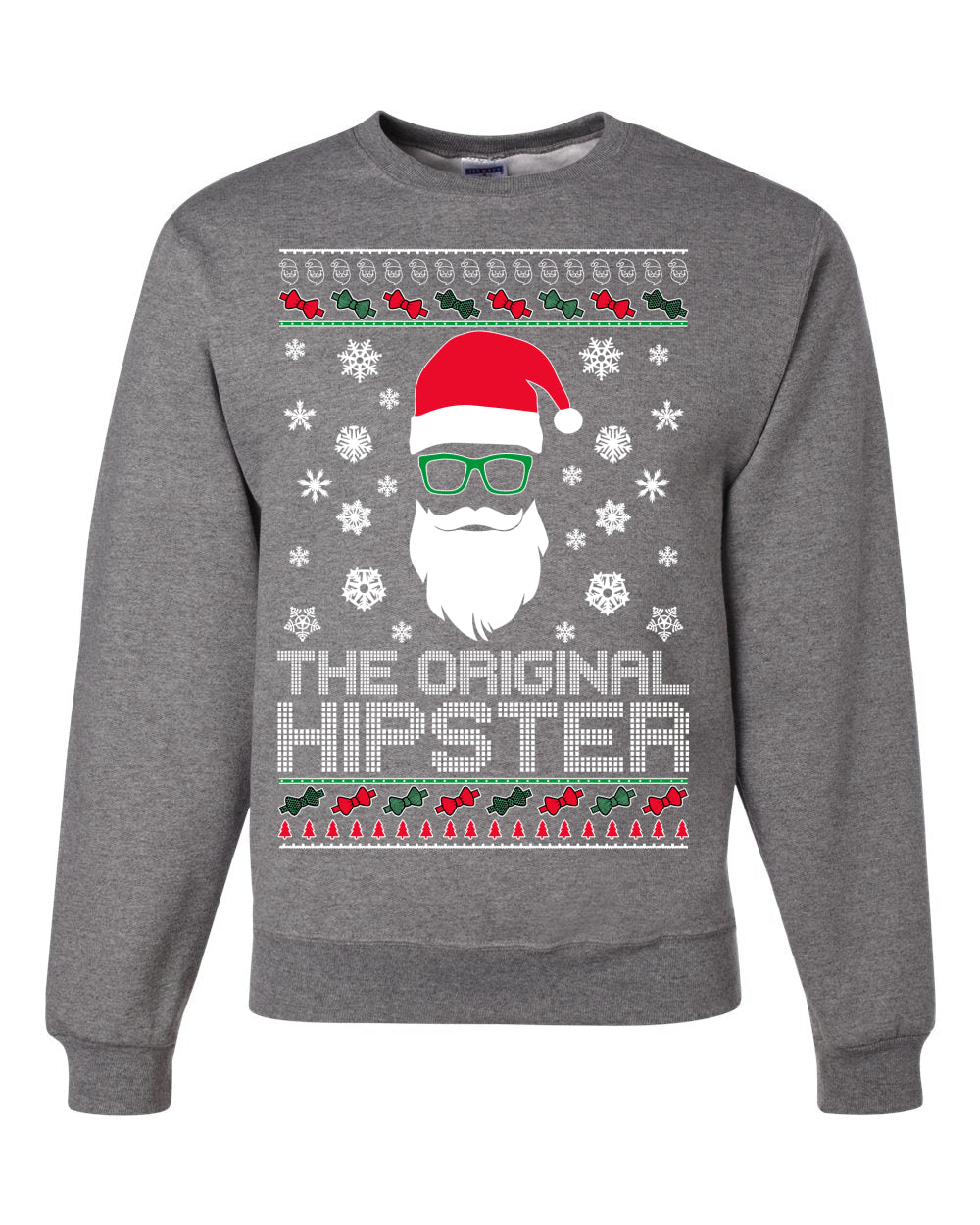 The Original Hipster Funny Santa Beard Xmas Merry Ugly Christmas Sweater Unisex Crewneck Graphic Sweatshirt