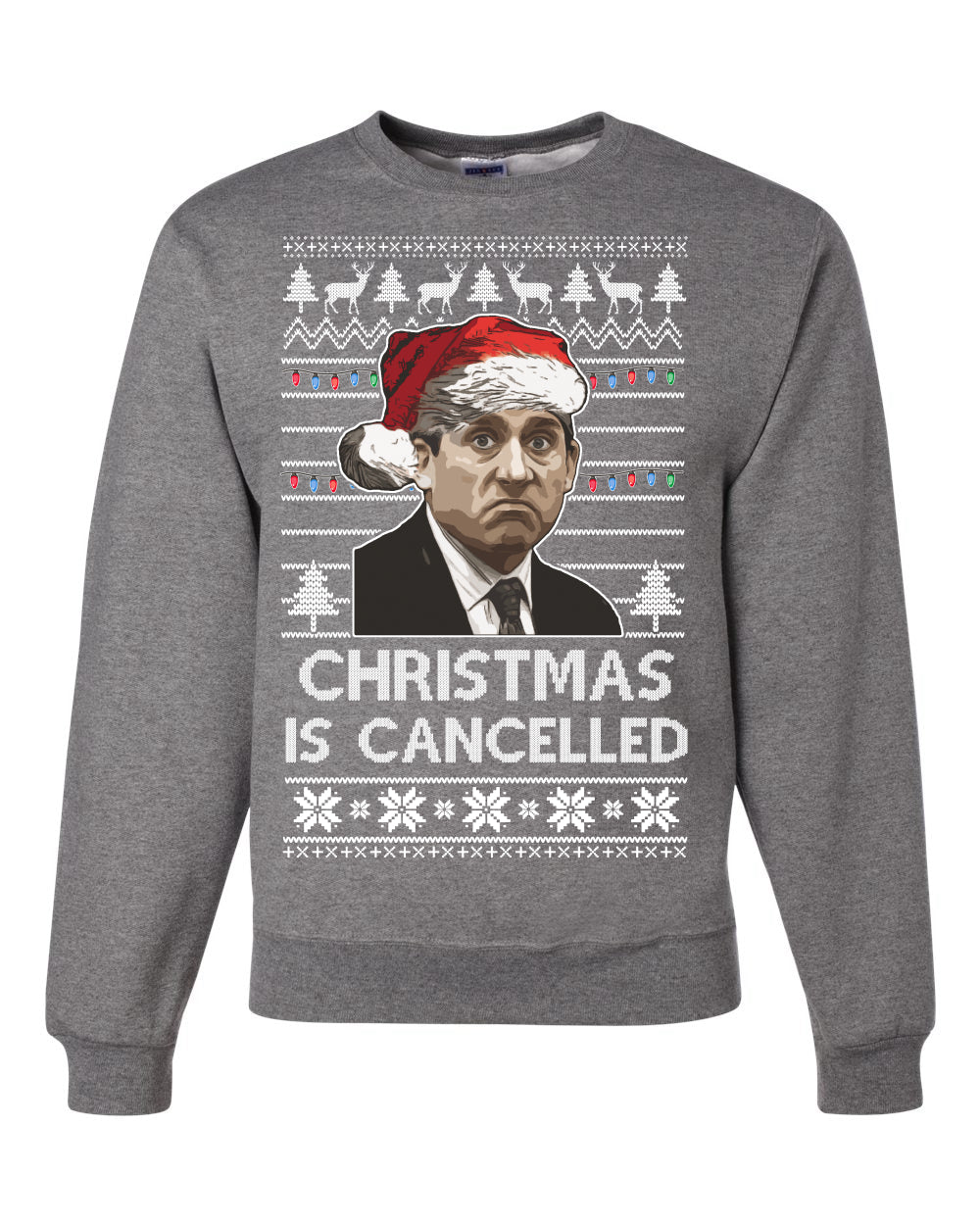 Christmas is Cancelled Santa Michael Scott Office Merry Ugly Christmas Sweater Unisex Crewneck Graphic Sweatshirt