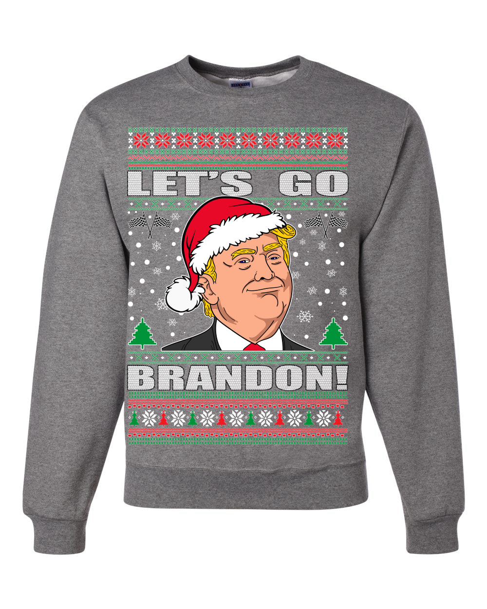 Let's Go Brandon Funny Santa Hat Ugly Christmas Sweater Unisex Crewneck Graphic Sweatshirt