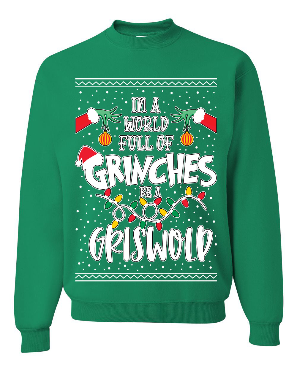 In A World Full Of Grinches Be A Grizwold Ugly Christmas Sweater Unisex Crewneck Graphic Sweatshirt
