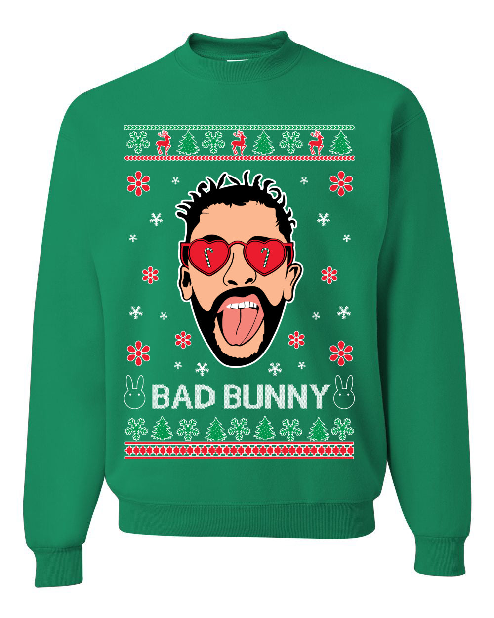 Bad Bunny Funny Ugly Christmas Sweater Unisex Crewneck Graphic Sweatshirt