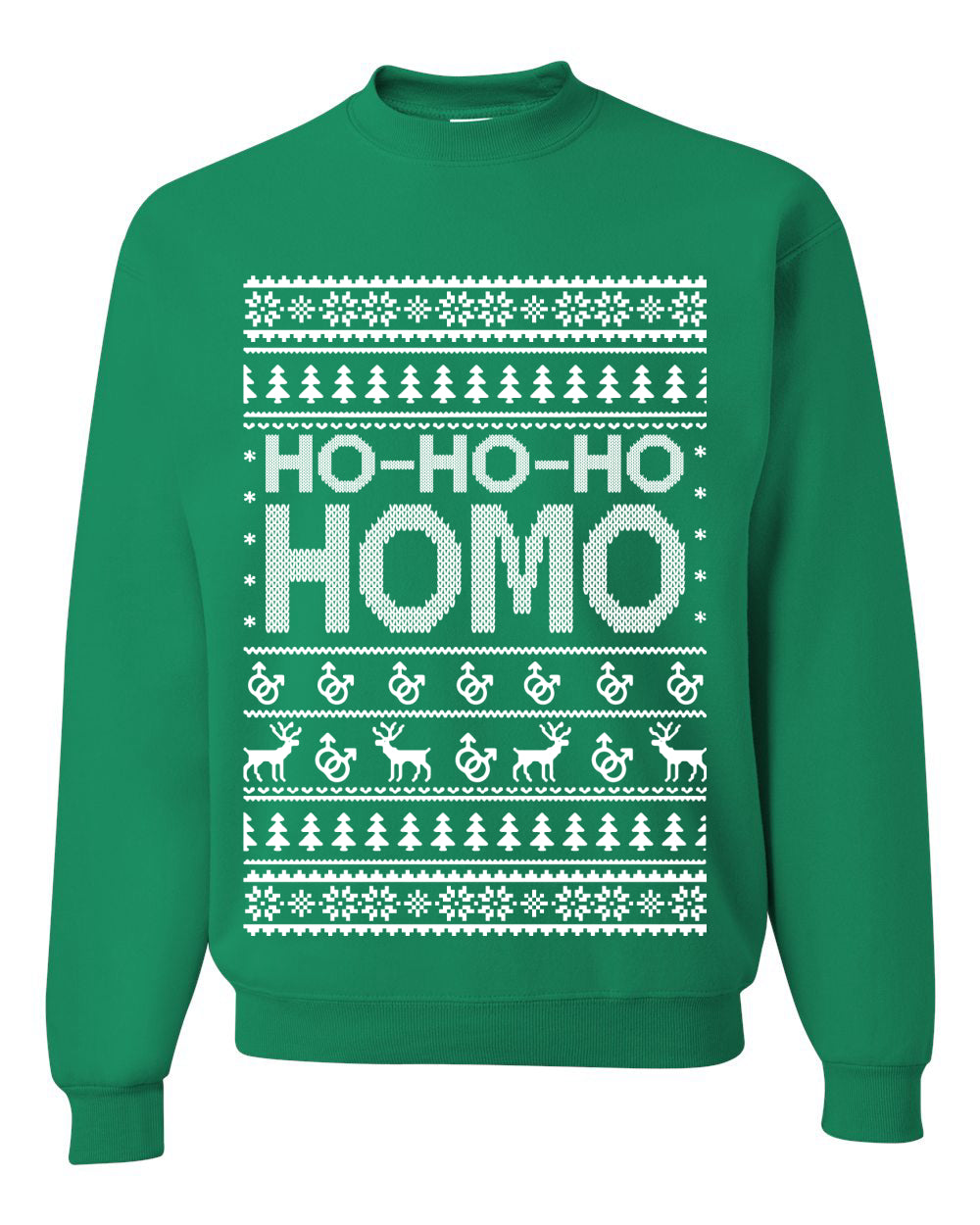 Ho-Ho-Ho Homo LGBTQ Pride Ugly Christmas Sweater Unisex Crewneck Graphic Sweatshirt