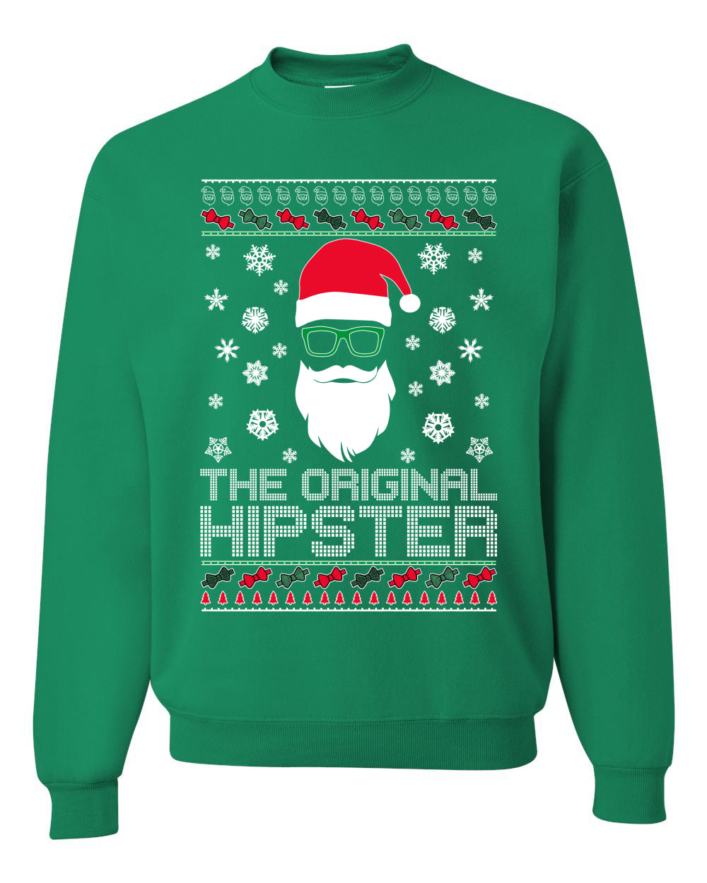 The Original Hipster Funny Santa Beard Xmas Merry Ugly Christmas Sweater Unisex Crewneck Graphic Sweatshirt