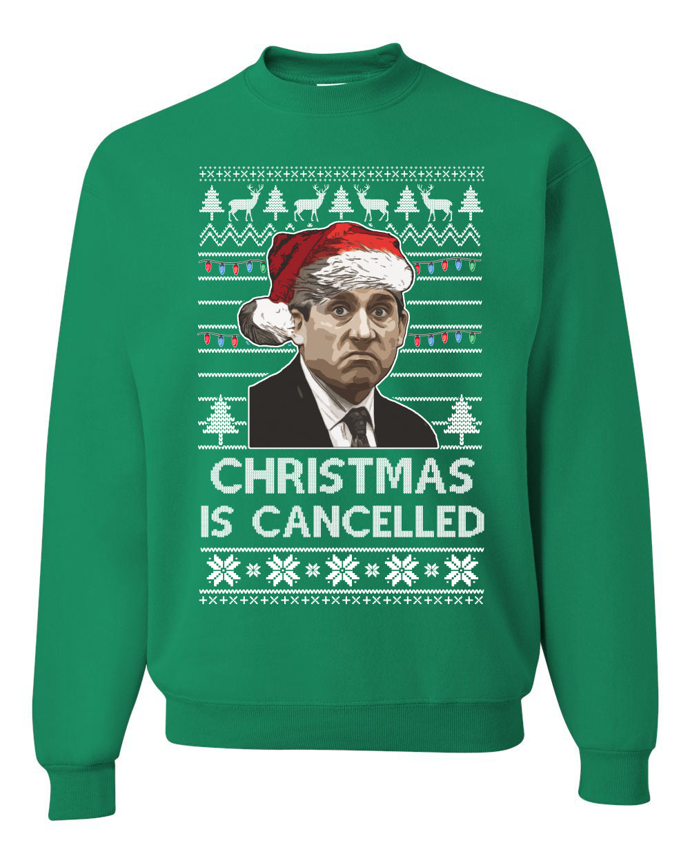 Christmas is Cancelled Santa Michael Scott Office Merry Ugly Christmas Sweater Unisex Crewneck Graphic Sweatshirt