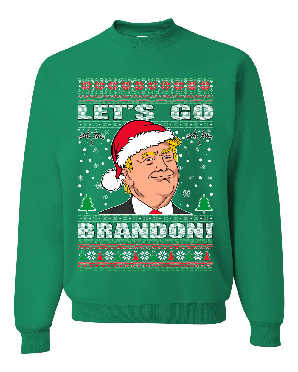 Let's Go Brandon Funny Santa Hat Ugly Christmas Sweater Unisex Crewneck Graphic Sweatshirt