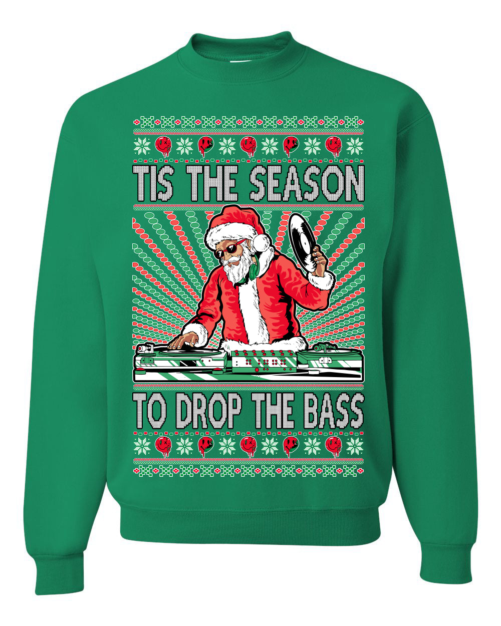 Tis The Season To Drop The Bass DJ Music Party EDM Mixer Gift Ugly Christmas Sweater Unisex Crewneck Graphic Sweatshirt