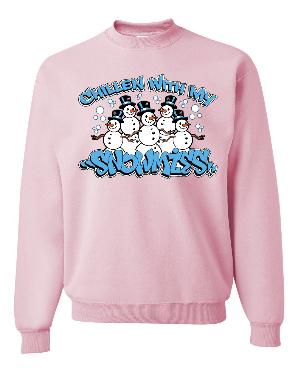 Chillin With My Snowmies Cute Snowman Group Ugly Christmas Sweater Unisex Crewneck Graphic Sweatshirt