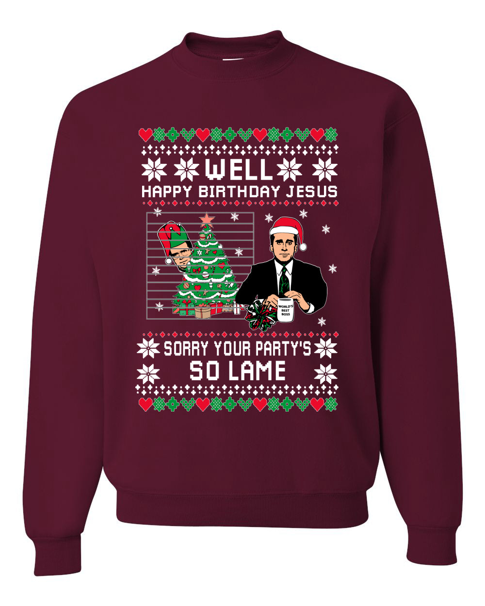 Well Happy Birthday Jesus Funny Quote Office Merry Ugly Christmas Sweater Unisex Crewneck Graphic Sweatshirt
