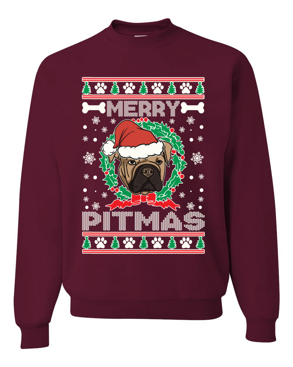 Merry Pitmas Merry Ugly Christmas Sweater Unisex Crewneck Graphic Sweatshirt