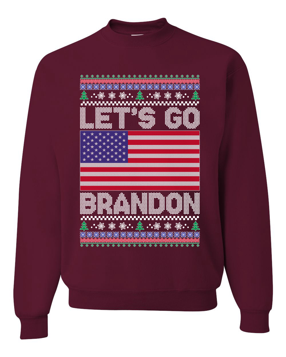 Let's Go Brandon Xmas Merry Ugly Christmas Sweater Unisex Crewneck Graphic Sweatshirt