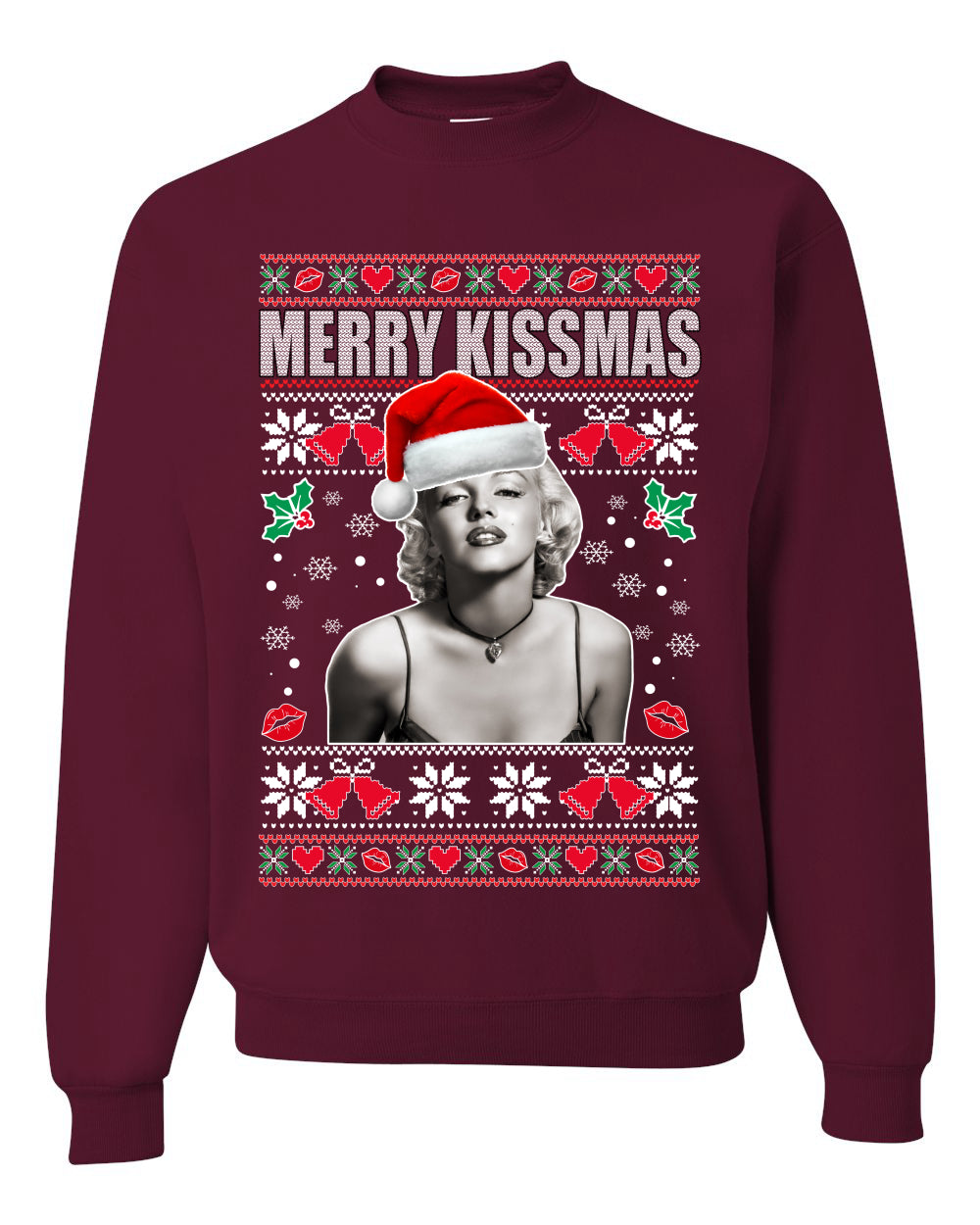 Merry Kissmas Merry Ugly Christmas Sweater Unisex Crewneck Graphic Sweatshirt