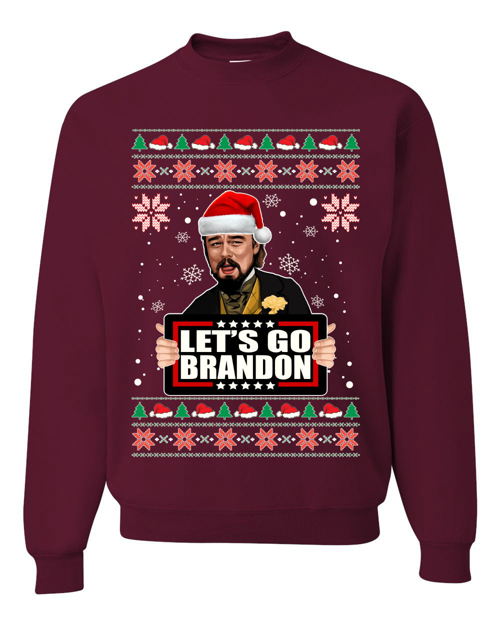 Let's Go Brandon Leo Laughing Meme Merry Ugly Christmas Sweater Unisex Crewneck Graphic Sweatshirt