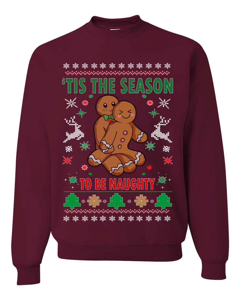 Tis' The Season To Be Naughty Merry Ugly Christmas Sweater Unisex Crewneck Graphic Sweatshirt