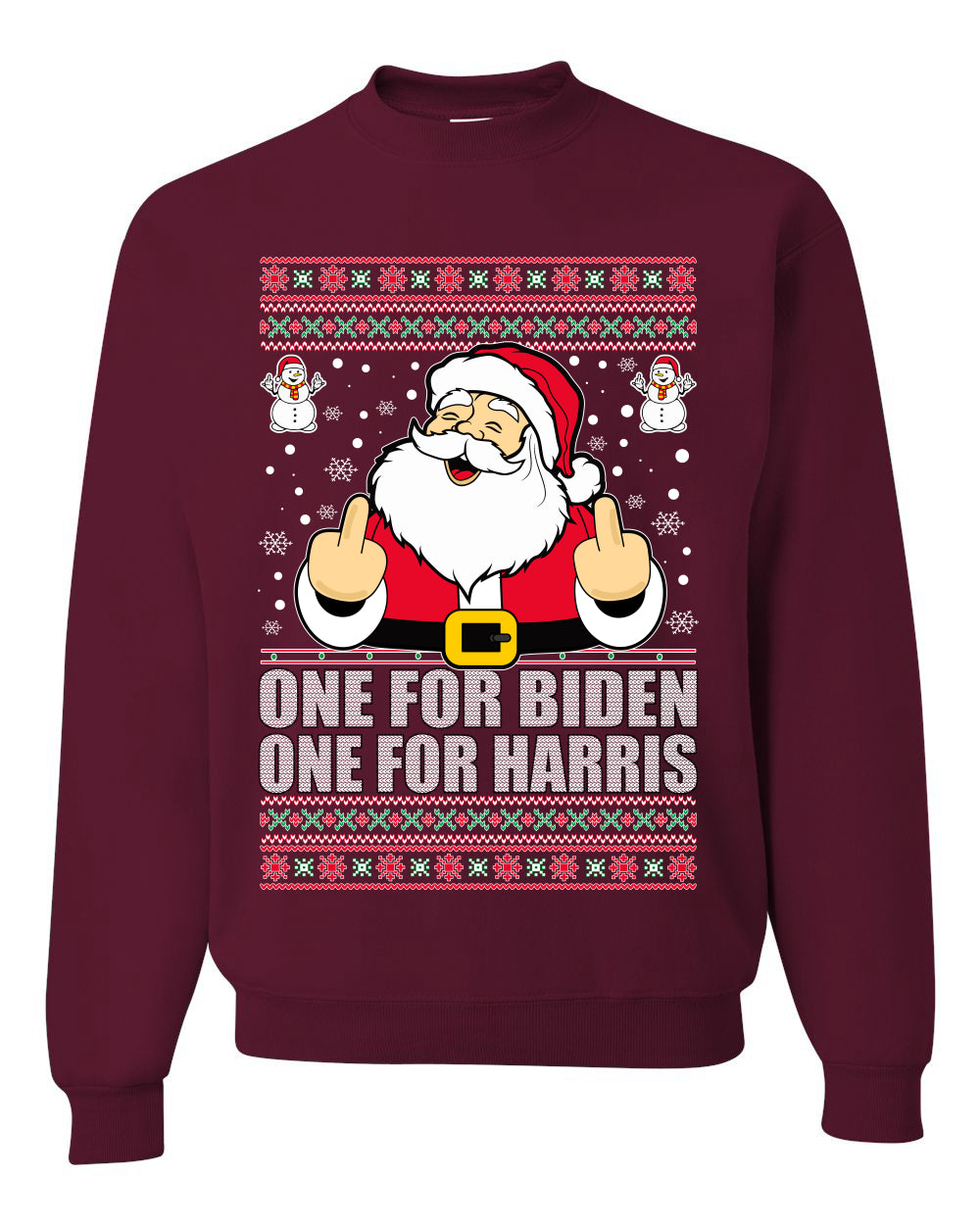 One For Biden One For Harris Santa Merry Ugly Christmas Sweater Unisex Crewneck Graphic Sweatshirt