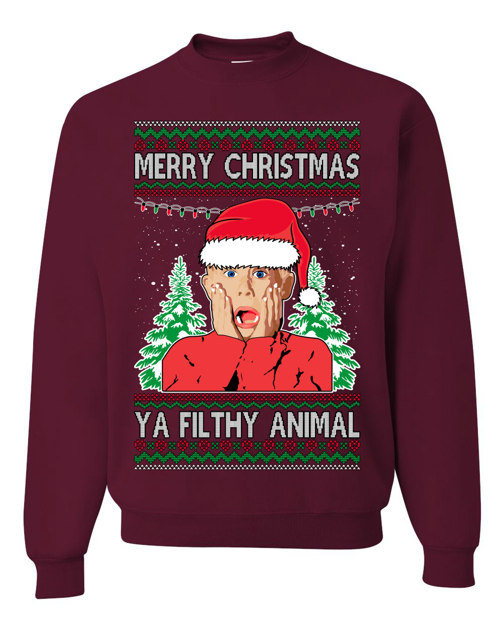 Kevin Merry Christmas Ya Filthy Animal Ugly Christmas Sweater Unisex Crewneck Graphic Sweatshirt