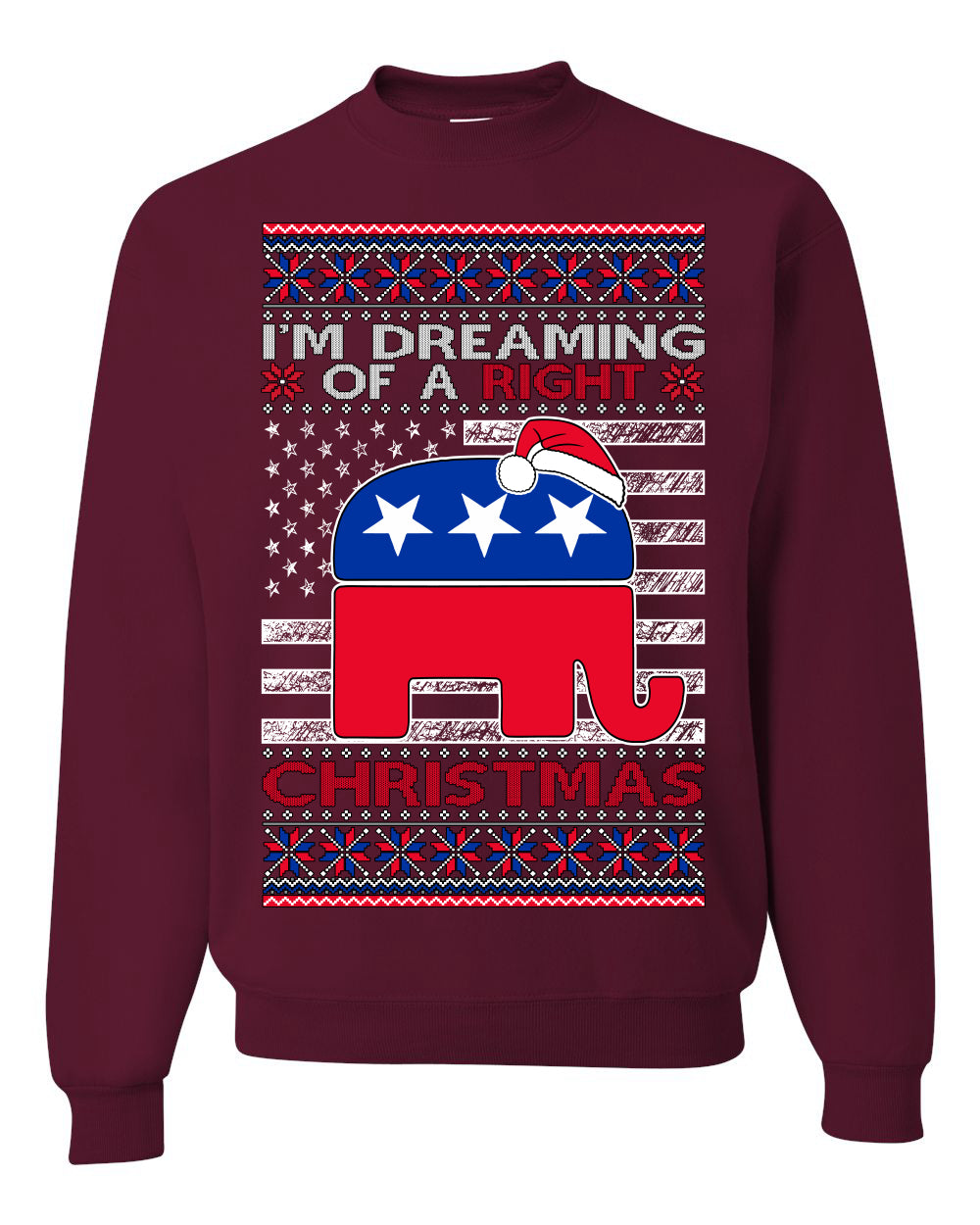 I'm Dreaming Of A Right Christmas Republican GOP Ugly Christmas Sweater Unisex Crewneck Sweatshirt
