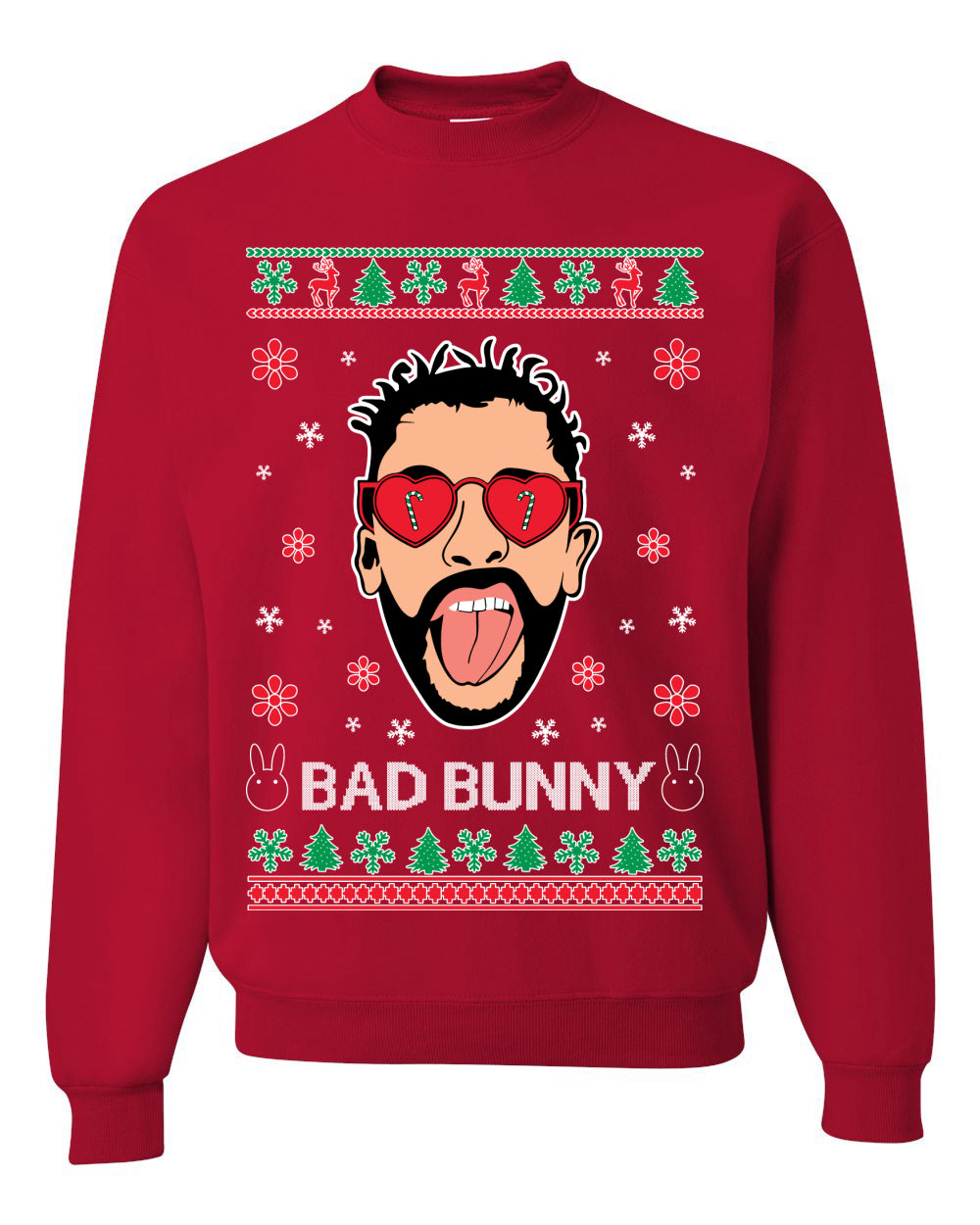 Bad Bunny Funny Ugly Christmas Sweater Unisex Crewneck Graphic Sweatshirt