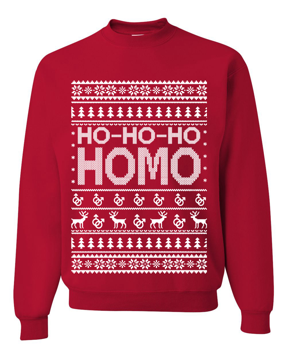 Ho-Ho-Ho Homo LGBTQ Pride Ugly Christmas Sweater Unisex Crewneck Graphic Sweatshirt