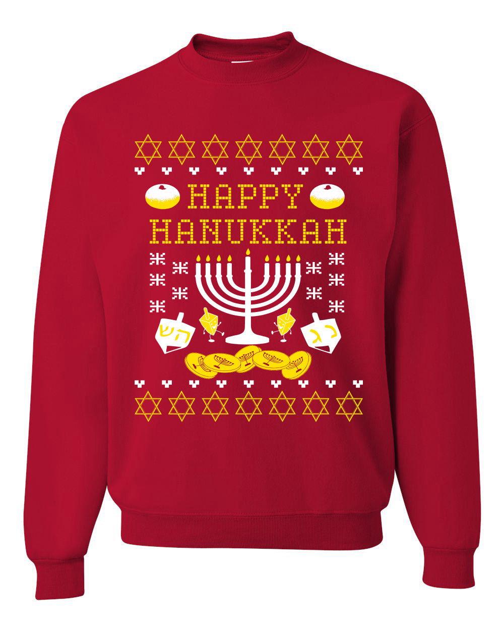 Happy Hannukah Menorah Candle Channukah Merry Ugly Christmas Sweater Unisex Crewneck Graphic Sweatshirt