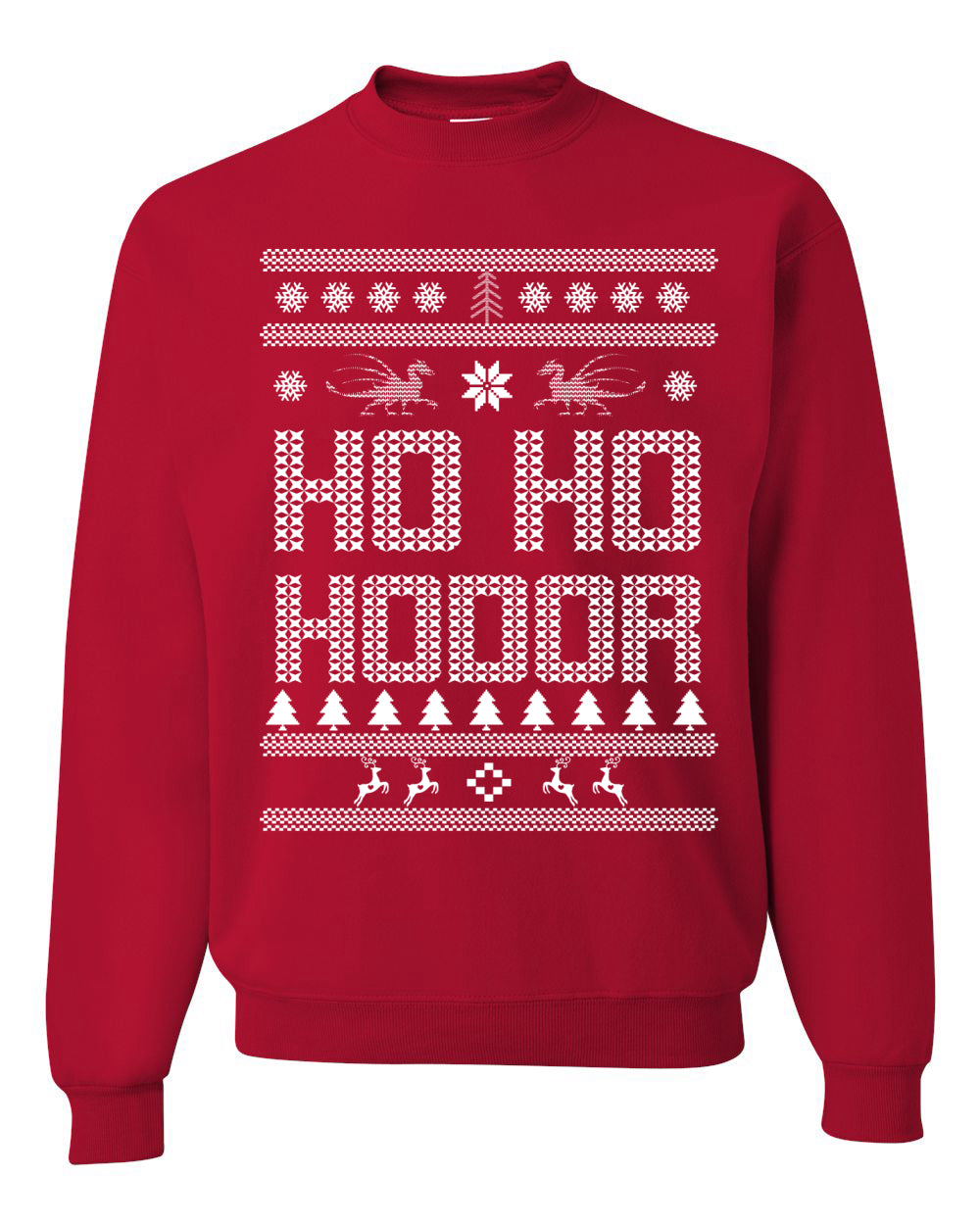 Ho Ho Hodor GoT White Winter Merry Ugly Christmas Sweater Unisex Crewneck Graphic Sweatshirt
