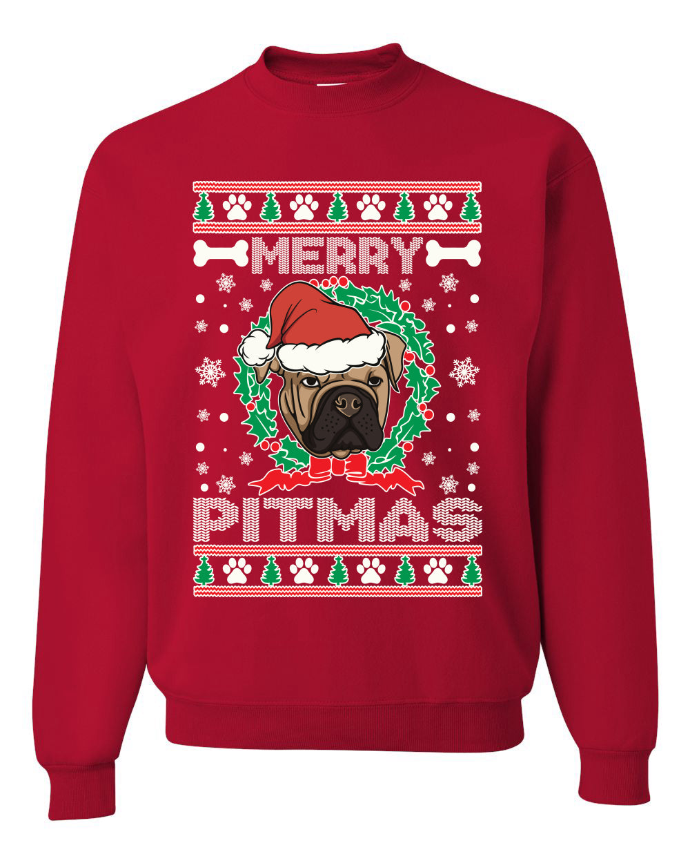 Merry Pitmas Merry Ugly Christmas Sweater Unisex Crewneck Graphic Sweatshirt