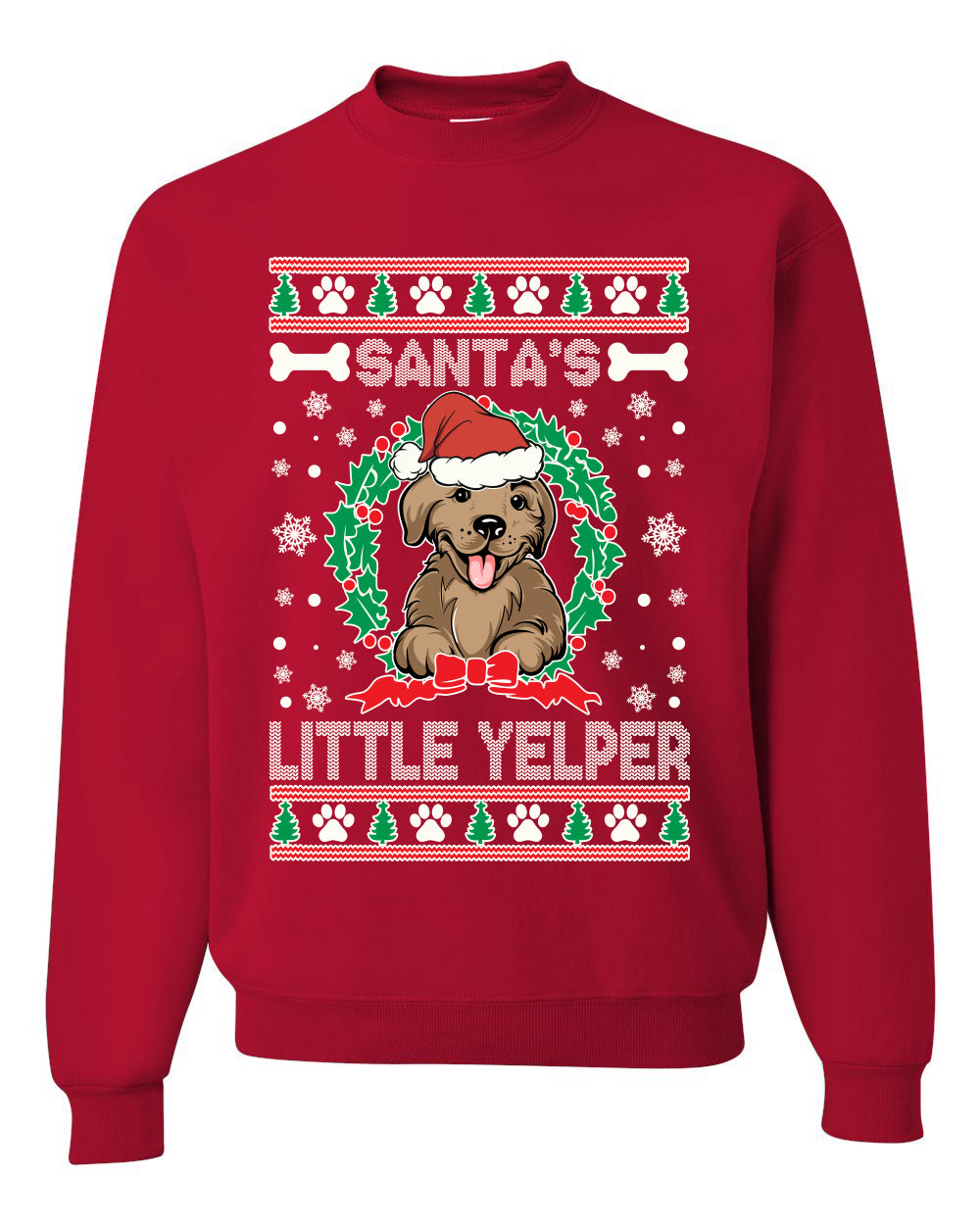 Santa's Little Yelper Merry Ugly Christmas Sweater Unisex Crewneck Graphic Sweatshirt