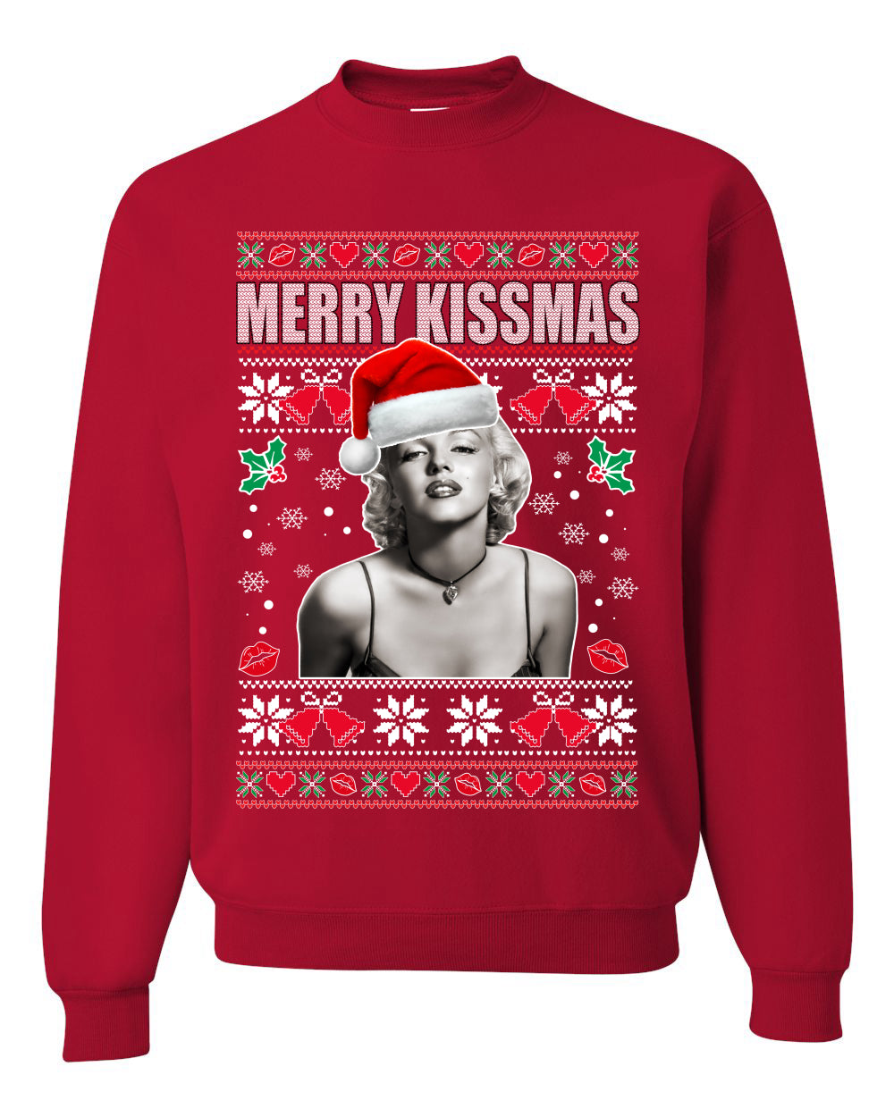 Merry Kissmas Merry Ugly Christmas Sweater Unisex Crewneck Graphic Sweatshirt