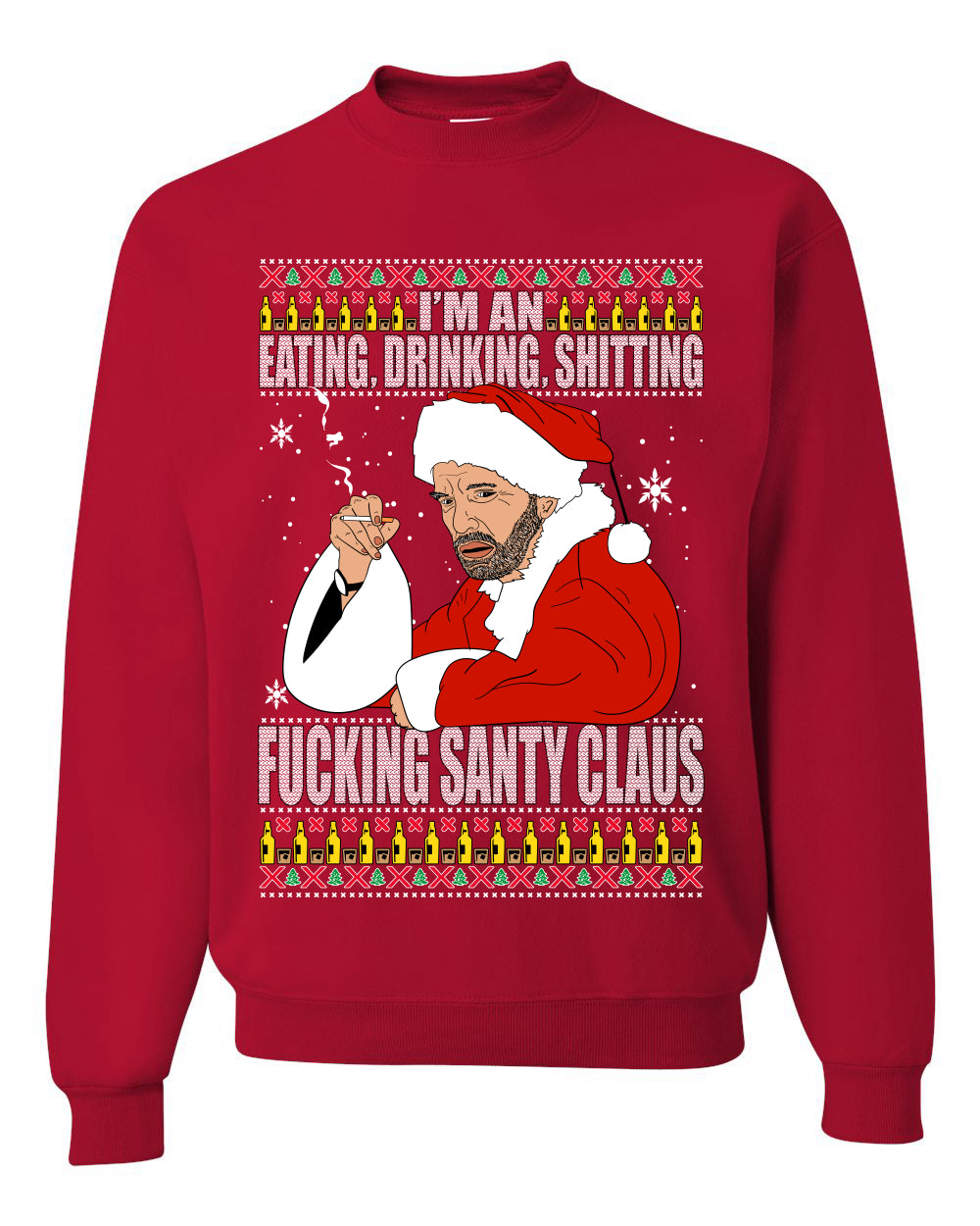 Bad Santa Fucking Santy Claus Merry Ugly Christmas Sweater Unisex Crewneck Graphic Sweatshirt