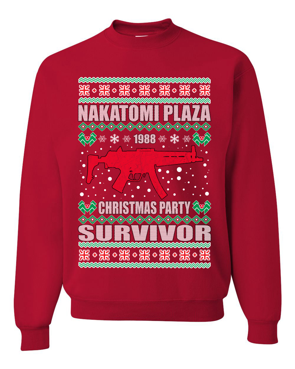 Nakatomi Plaza Christmas Party Survivor Merry Ugly Christmas Sweater Unisex Crewneck Graphic Sweatshirt