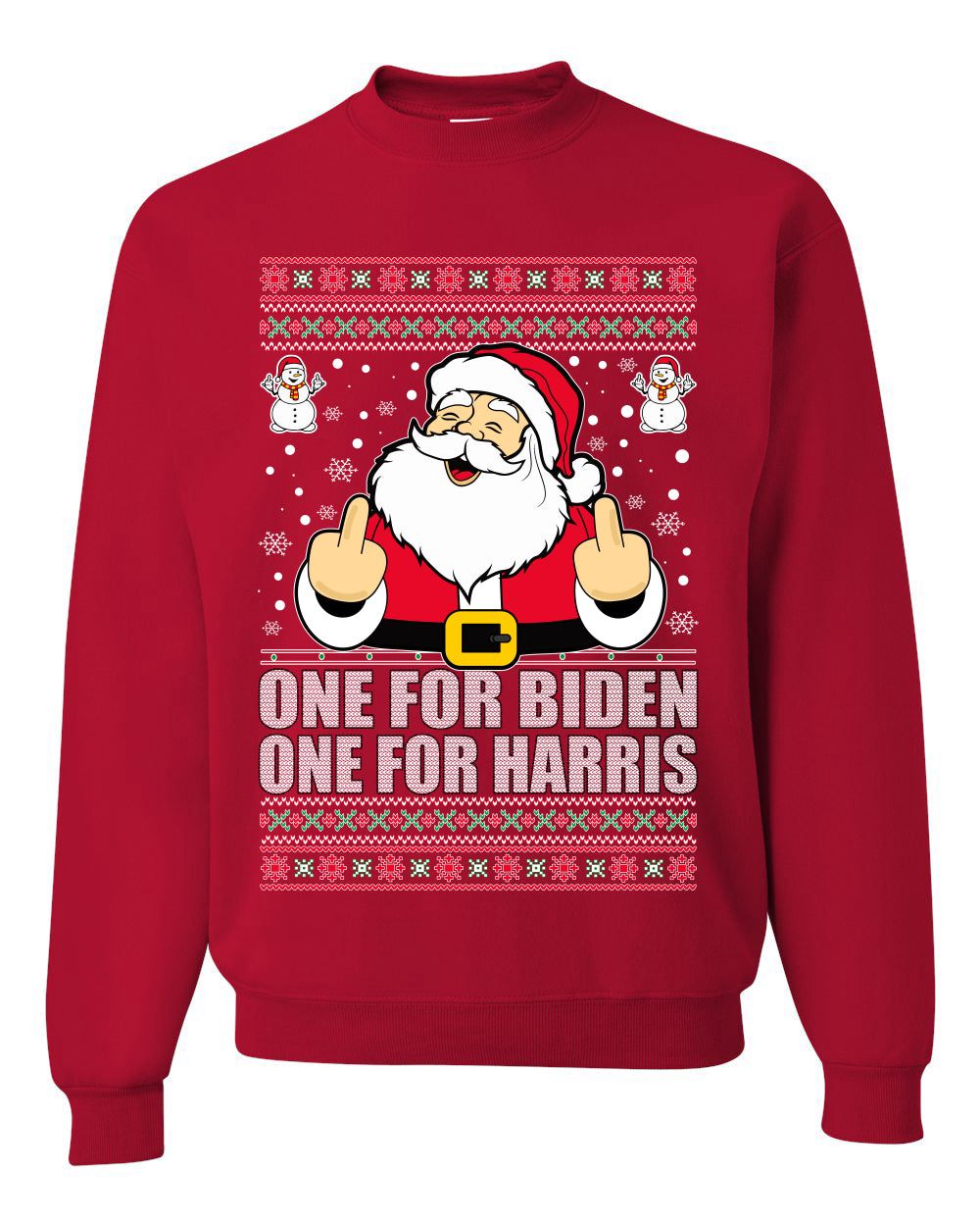 One For Biden One For Harris Santa Merry Ugly Christmas Sweater Unisex Crewneck Graphic Sweatshirt