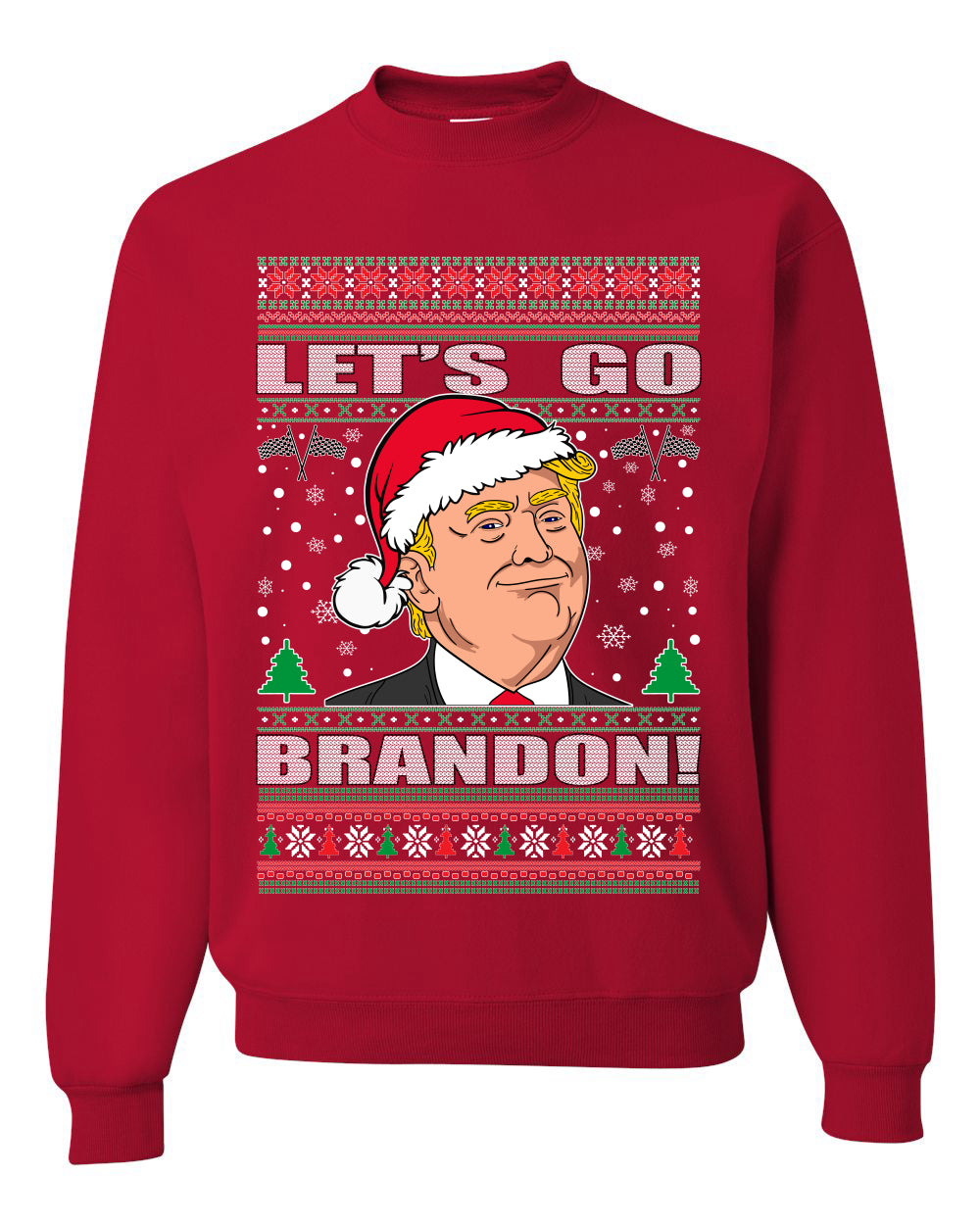 Let's Go Brandon Funny Santa Hat Ugly Christmas Sweater Unisex Crewneck Graphic Sweatshirt