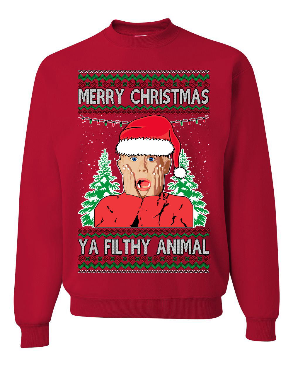 Kevin Merry Christmas Ya Filthy Animal Ugly Christmas Sweater Unisex Crewneck Graphic Sweatshirt