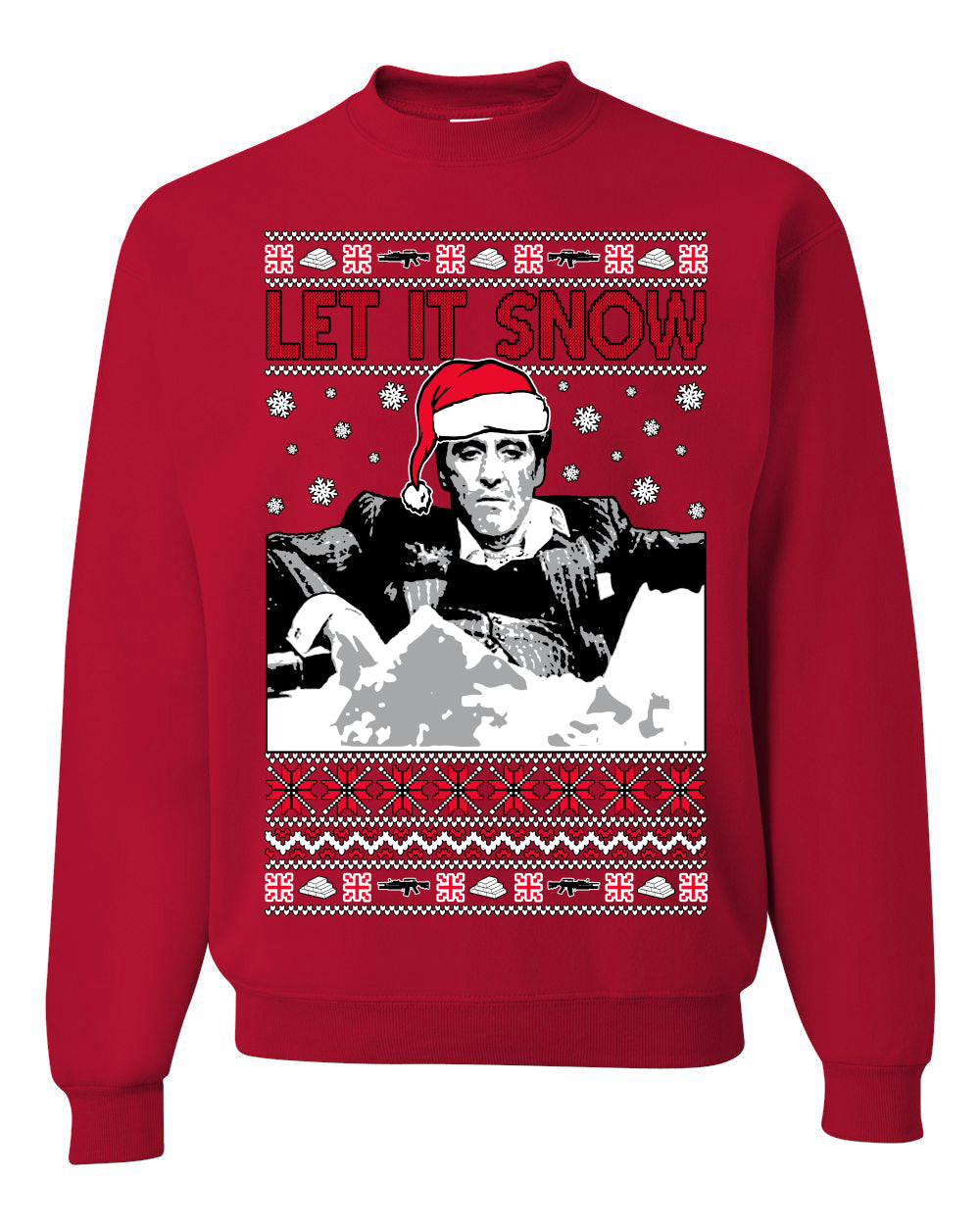 Let It Snow Bad Guy Tony Christmas Ugly Christmas Sweater Unisex Crewneck Graphic Sweatshirt