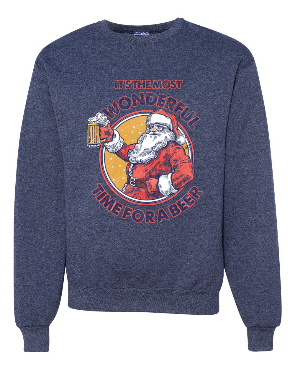 Santa Its the Most Wonderful Time for a Beer Merry Christmas Unisex Crewneck Graphic Sweatshirt