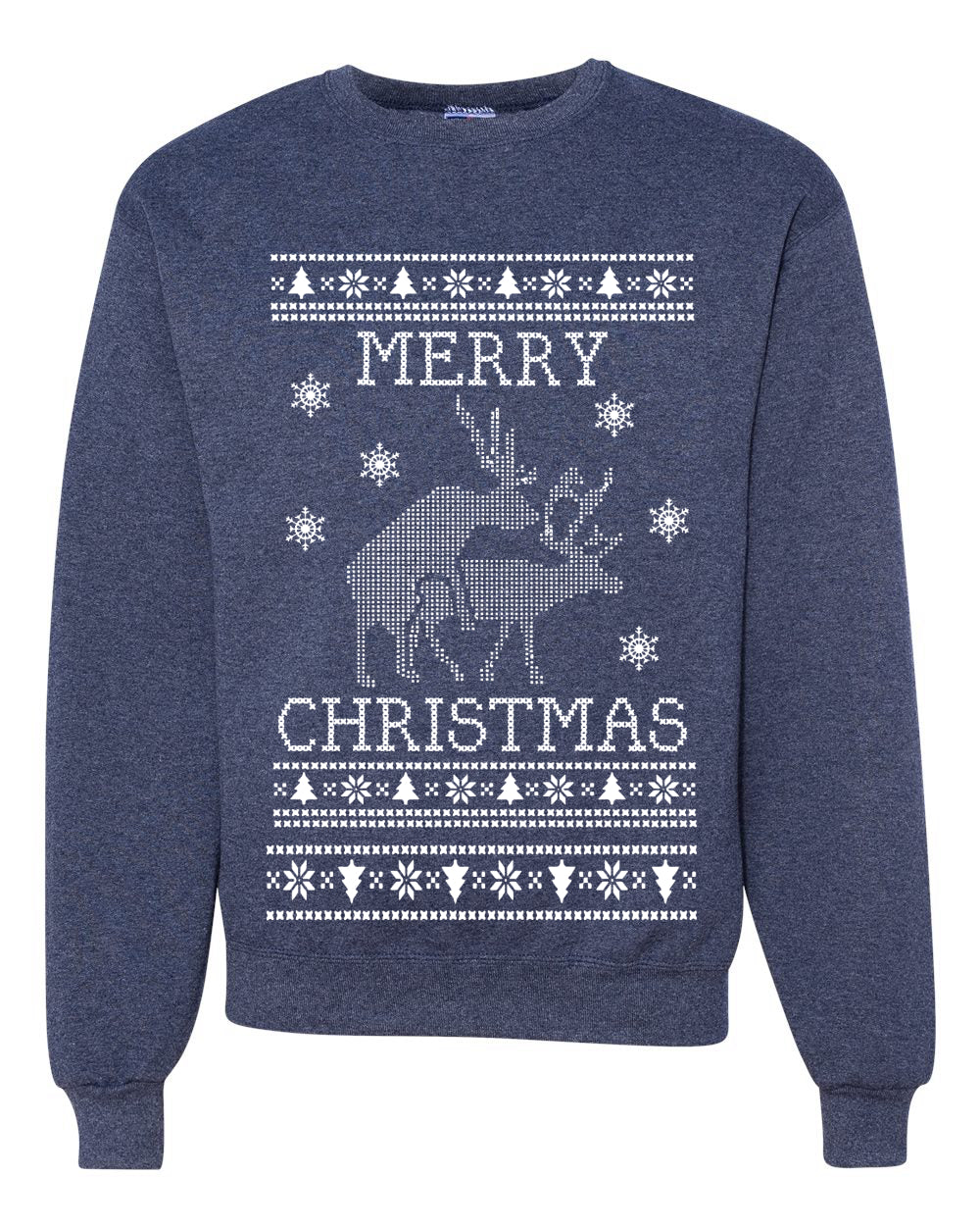 Merry Christmas Reindeer Humping Merry Ugly Christmas Sweater Unisex Crewneck Graphic Sweatshirt