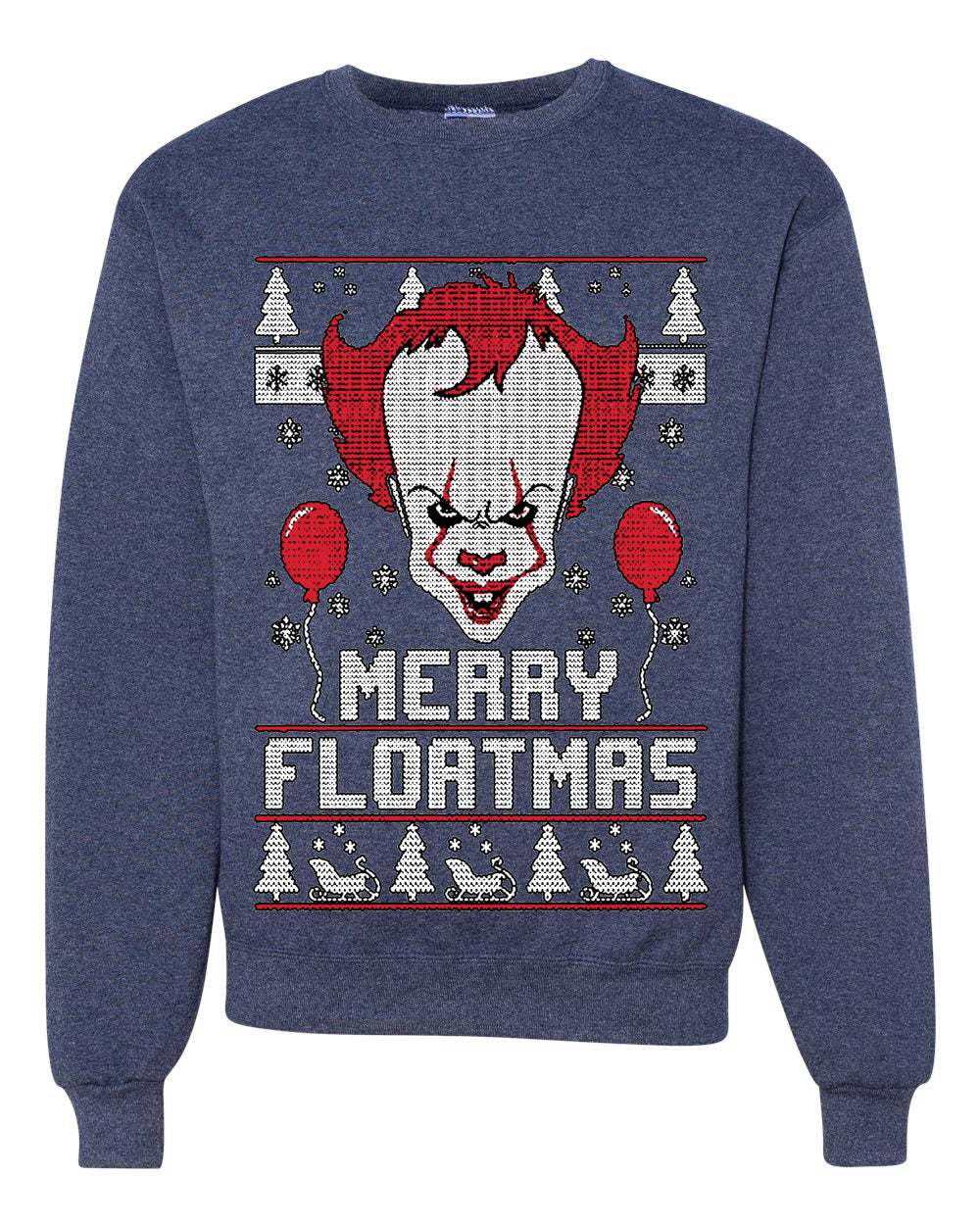 Merry Floatmas IT Clown Merry Ugly Christmas Sweater Unisex Crewneck Graphic Sweatshirt