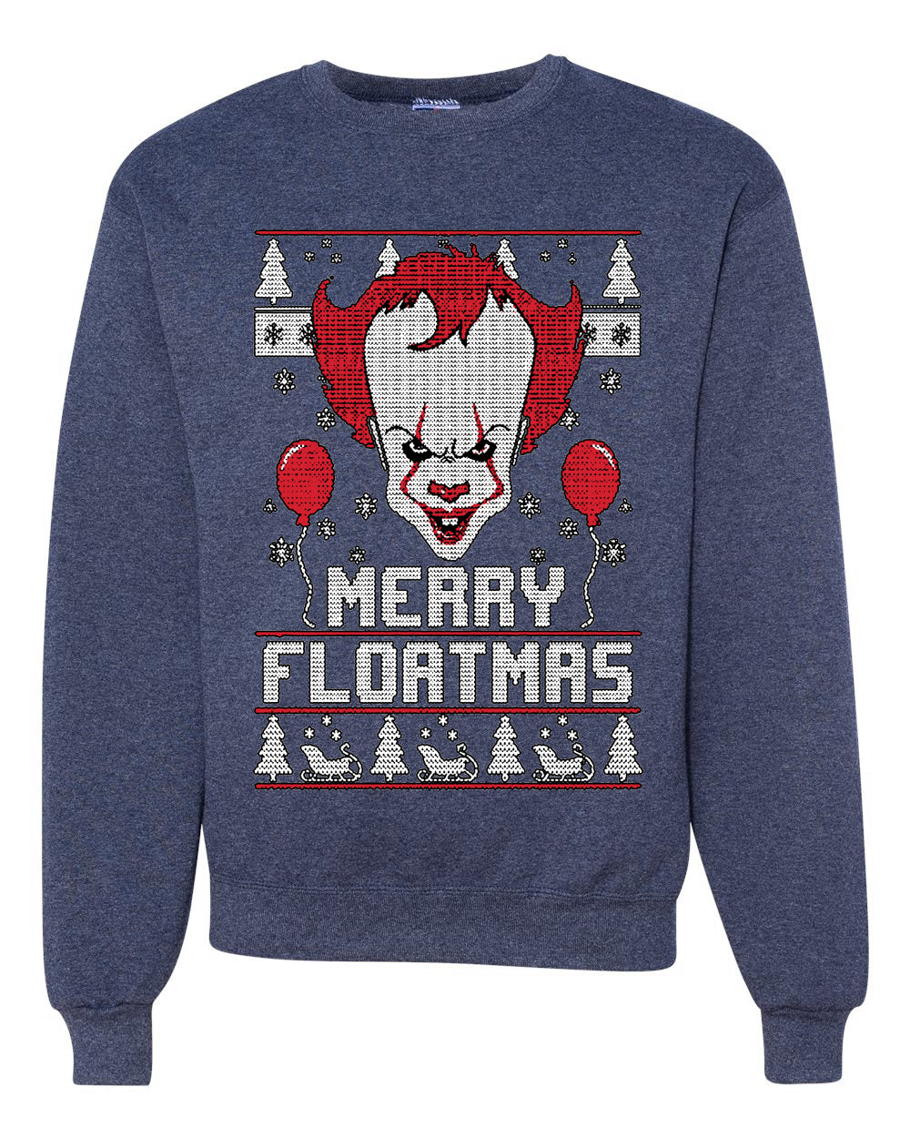 Merry Floatmas IT Clown Ugly Christmas Sweater Ugly Christmas Sweater Unisex Crewneck Graphic Sweatshirt