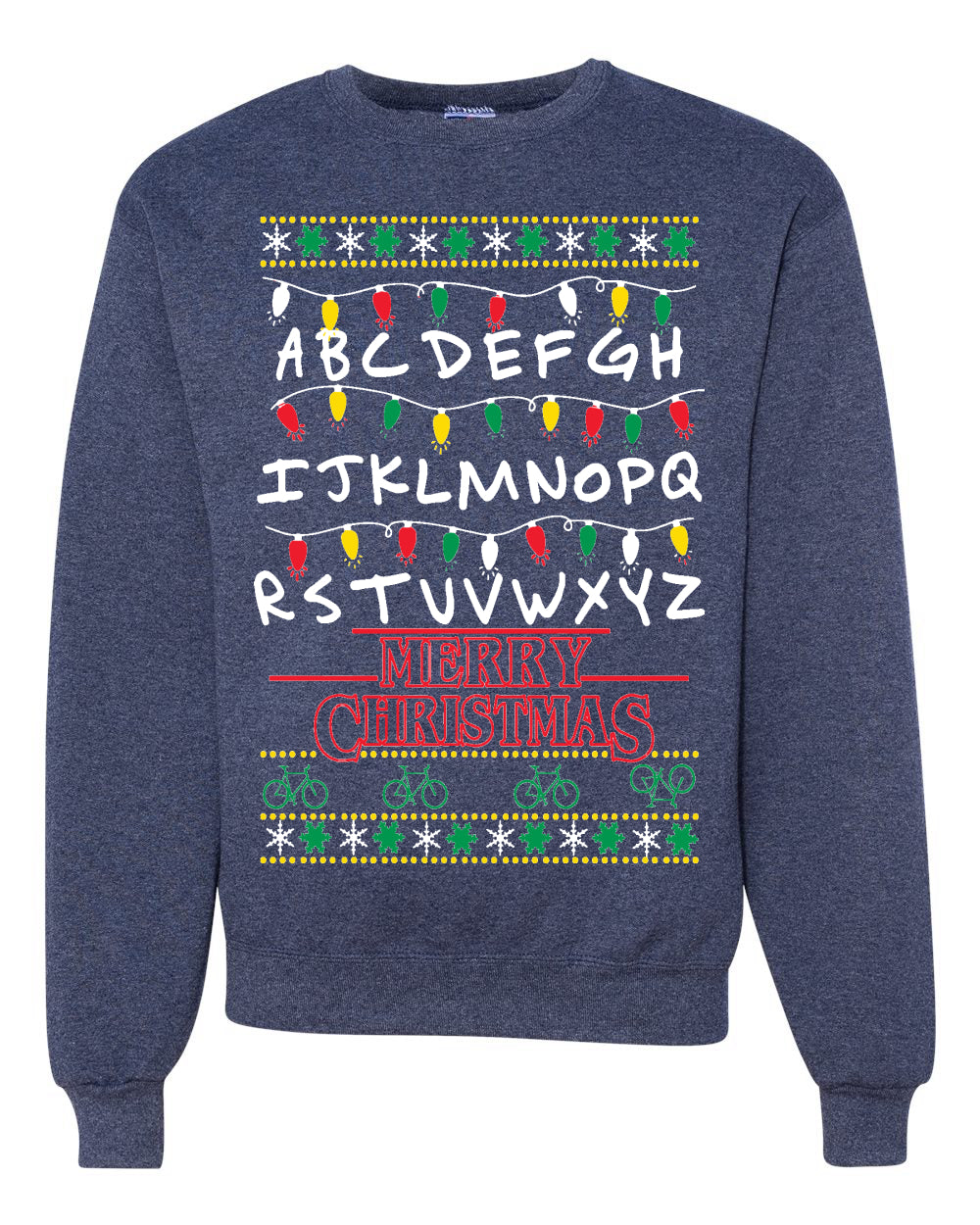 Alphabet A-Z Christmas lights Ugly Christmas Sweater Unisex Crewneck Graphic Sweatshirt