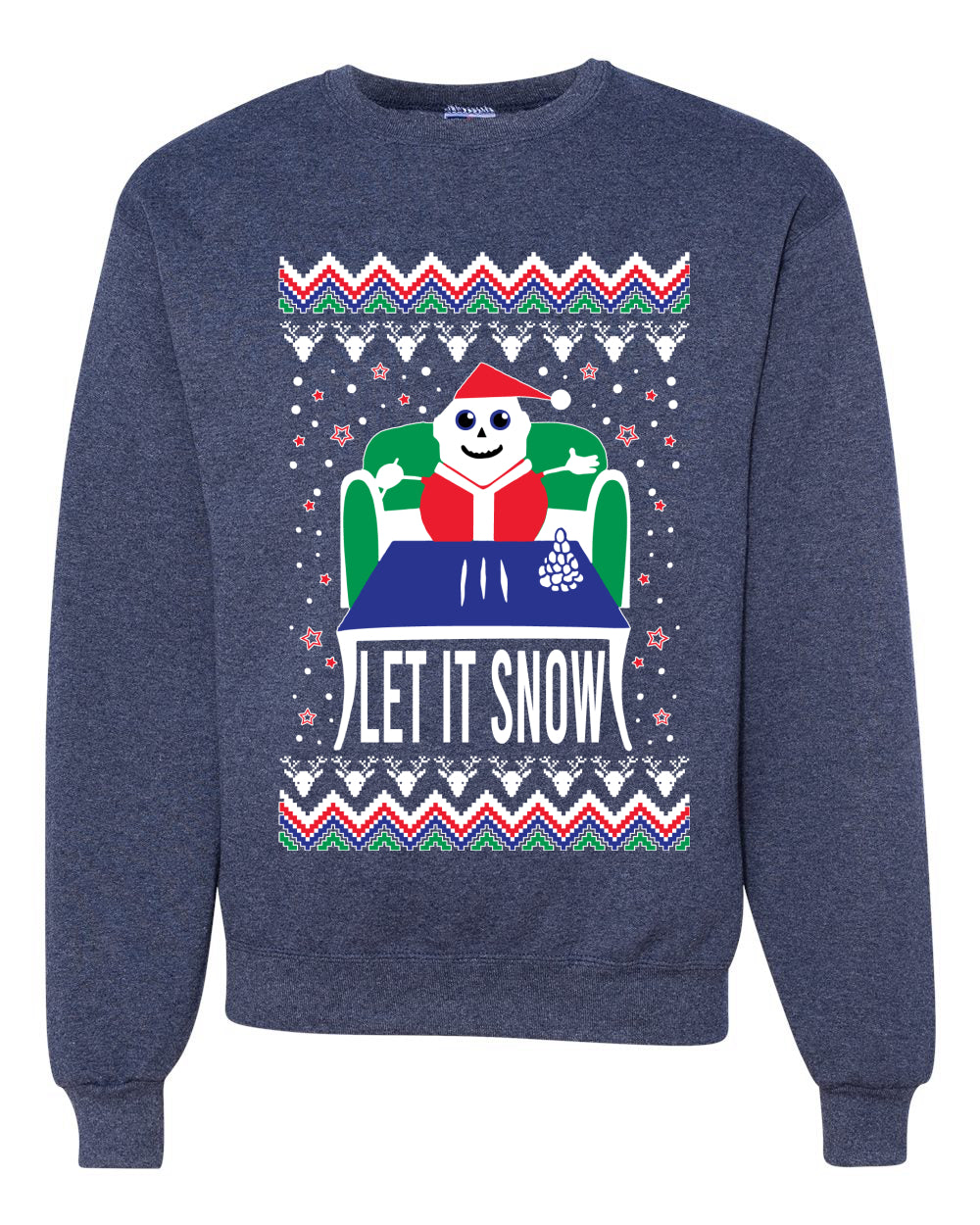 Let It Snow Cocaine Santa Merry Ugly Christmas Sweater Unisex Crewneck Graphic Sweatshirt