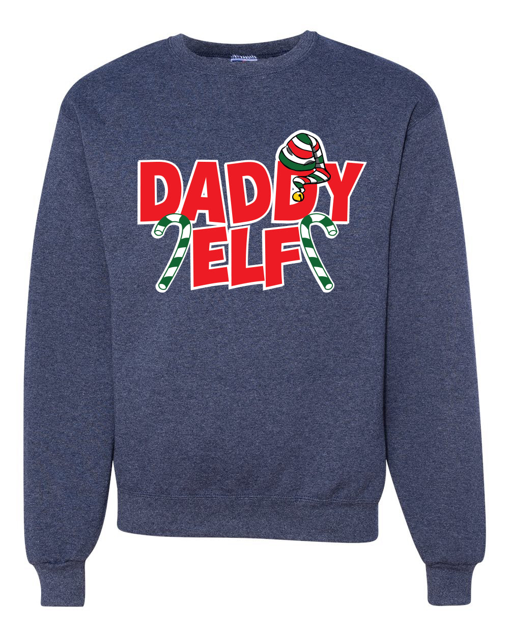 Daddy Elf Red Candy Cane Logo Merry Christmas Unisex Crewneck Graphic Sweatshirt
