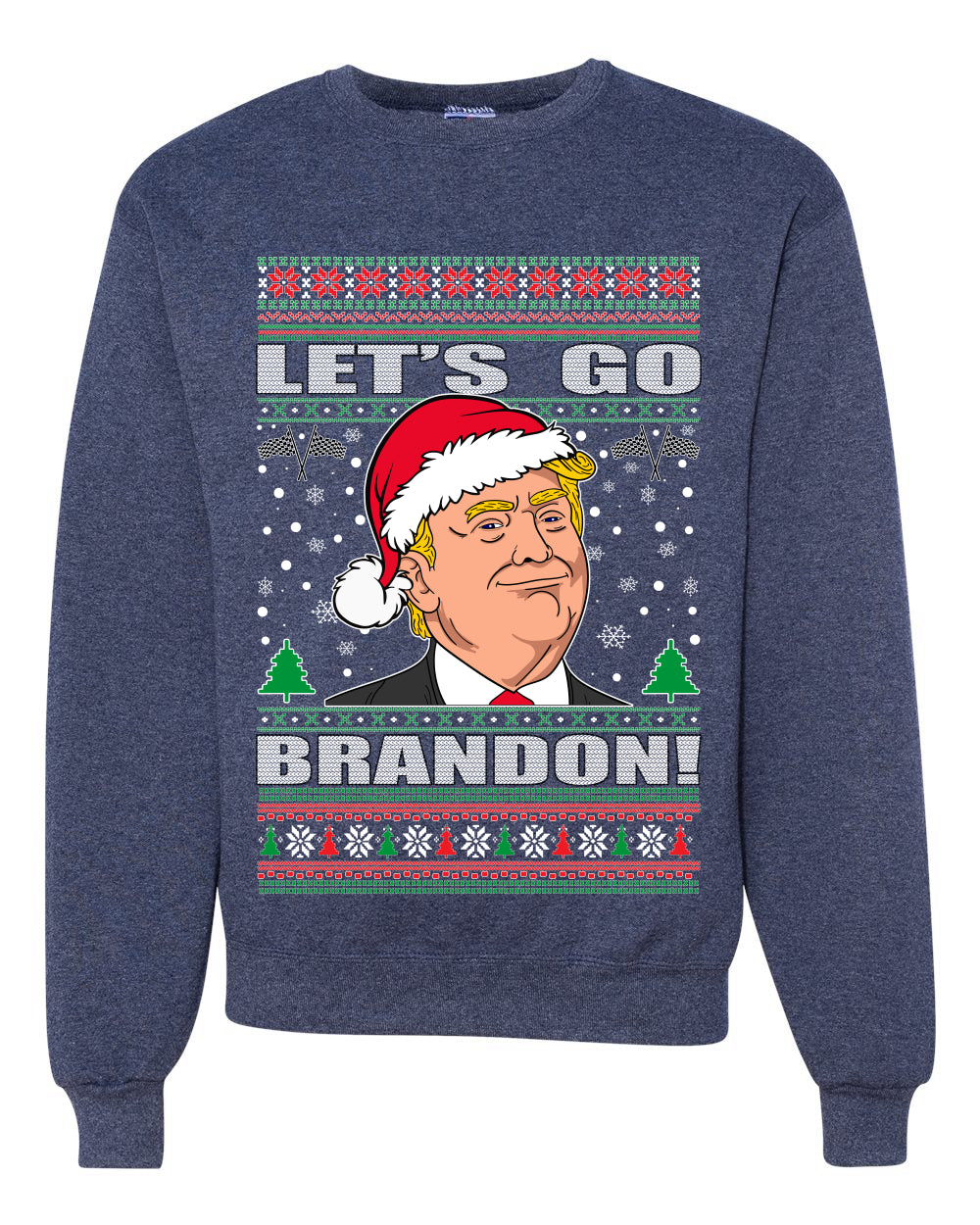 Let's Go Brandon Funny Santa Hat Ugly Christmas Sweater Unisex Crewneck Graphic Sweatshirt