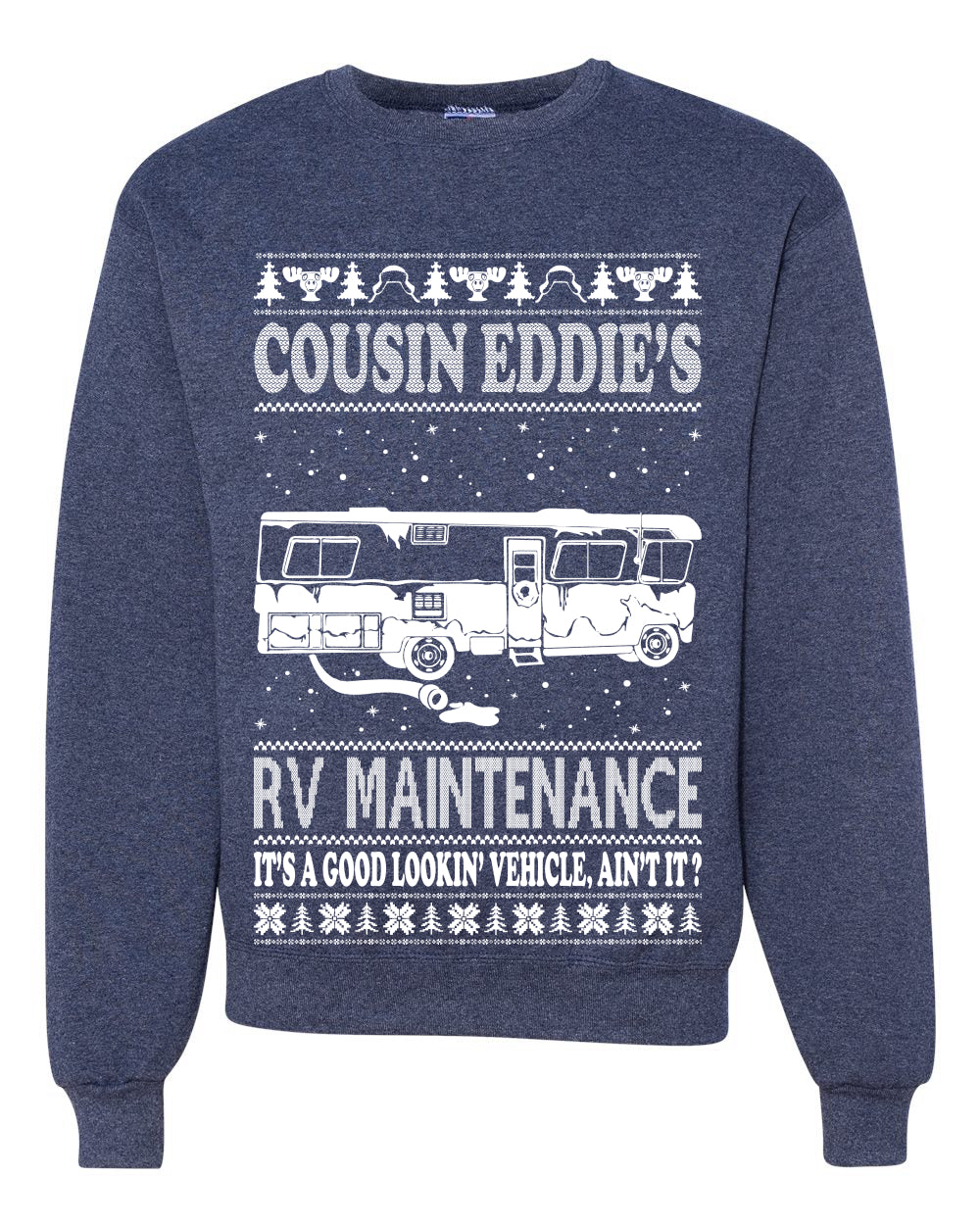 Family Vacation Cousin Eddie's RV Maintenance Ugly Christmas Sweater Unisex Crewneck Graphic Sweatshirt