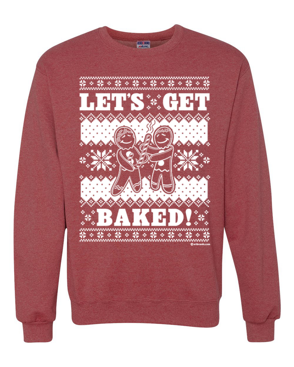 Let's Get Baked | Holiday Ginger Bread Design Merry Ugly Christmas Sweater Unisex Crewneck Graphic Sweatshirt