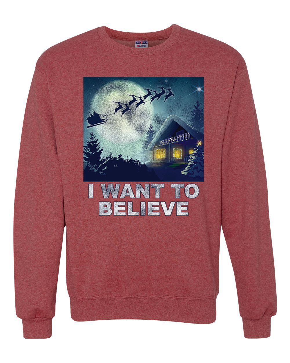 I Want To Believe Merry Christmas Unisex Crewneck Graphic Sweatshirt