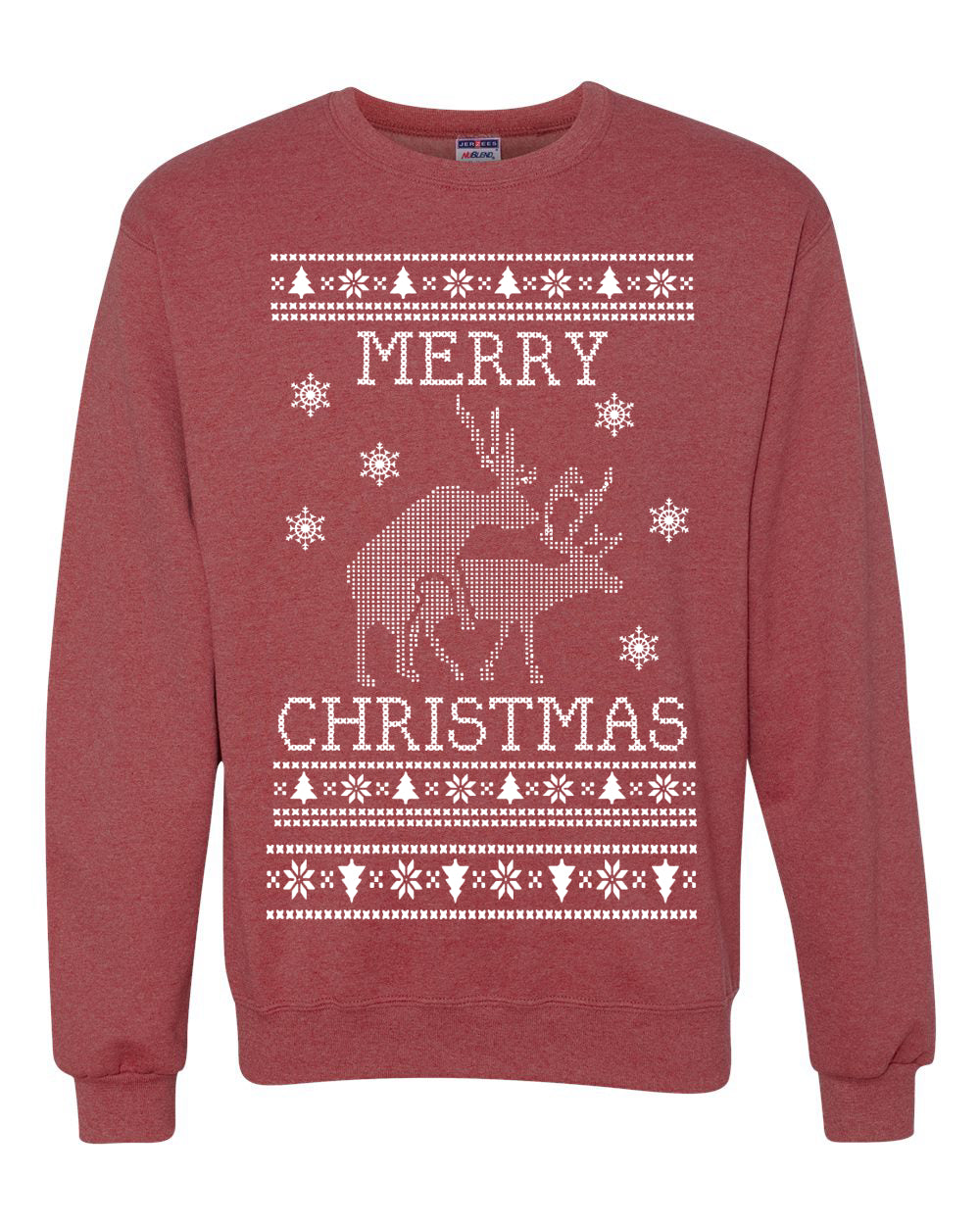 Merry Christmas Reindeer Humping Merry Ugly Christmas Sweater Unisex Crewneck Graphic Sweatshirt